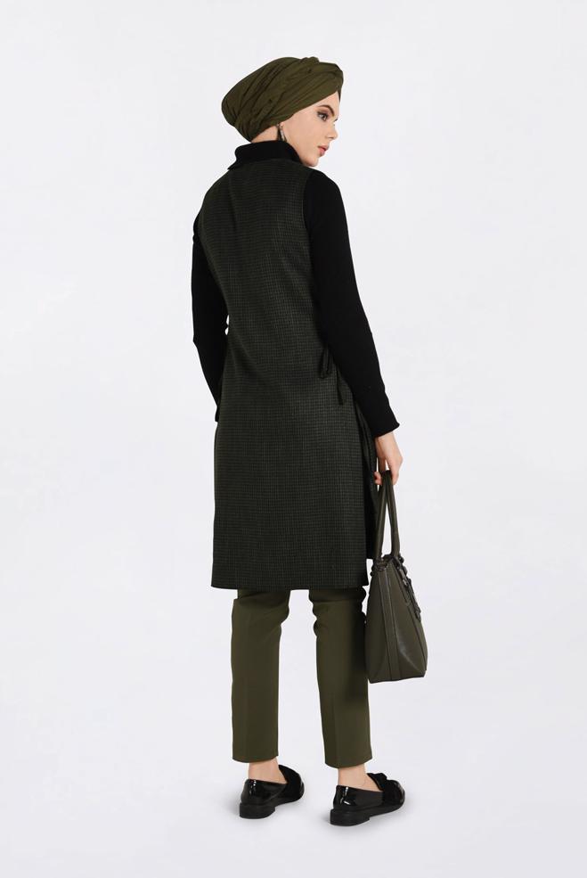 Hijab clothing BLACK GROMMET DETAILED VEST 4809  - ALVİNA