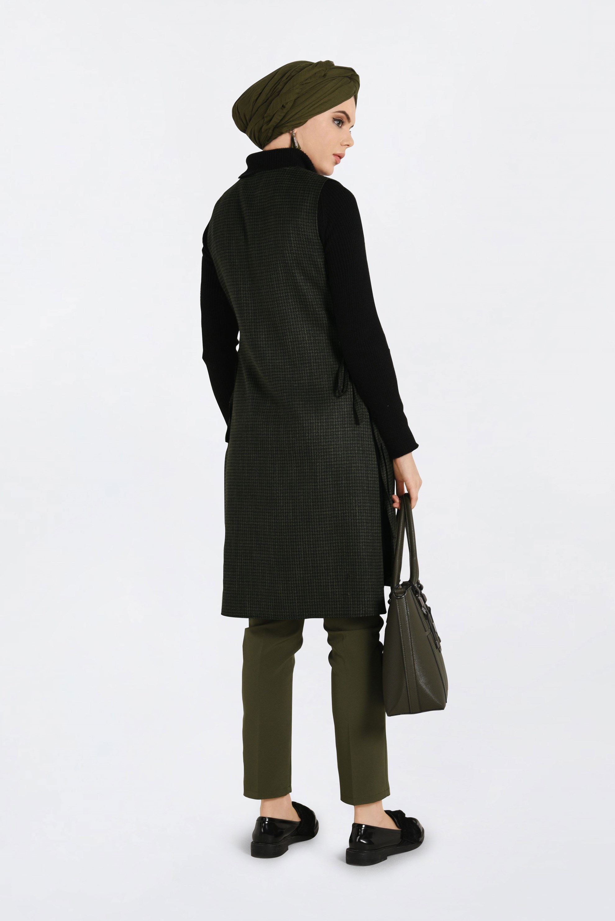 Hijab clothing BLACK GROMMET DETAILED VEST 4809 