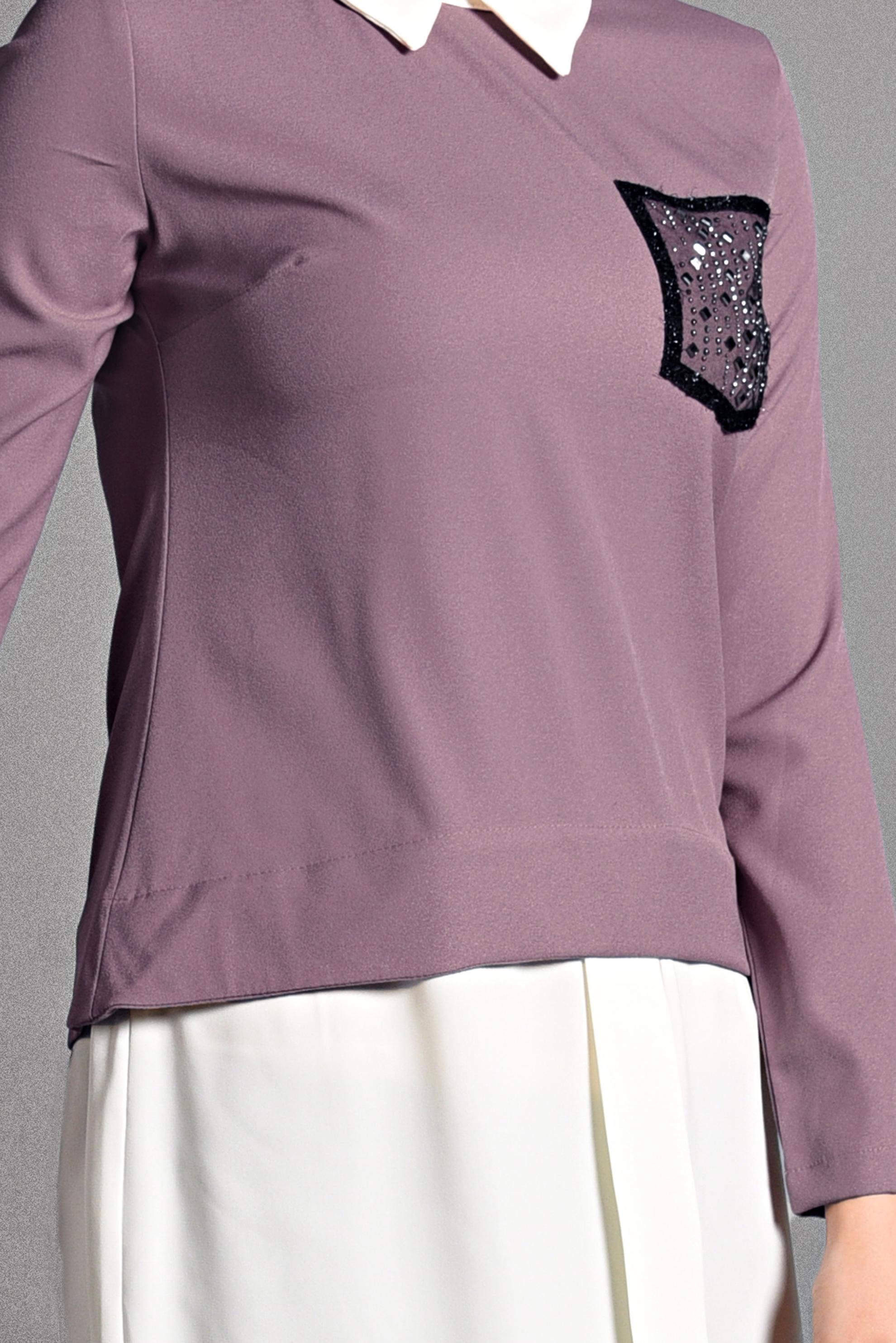 Tesettür giyim PUDRA PARÇA DETAYLI TUNİK 4075