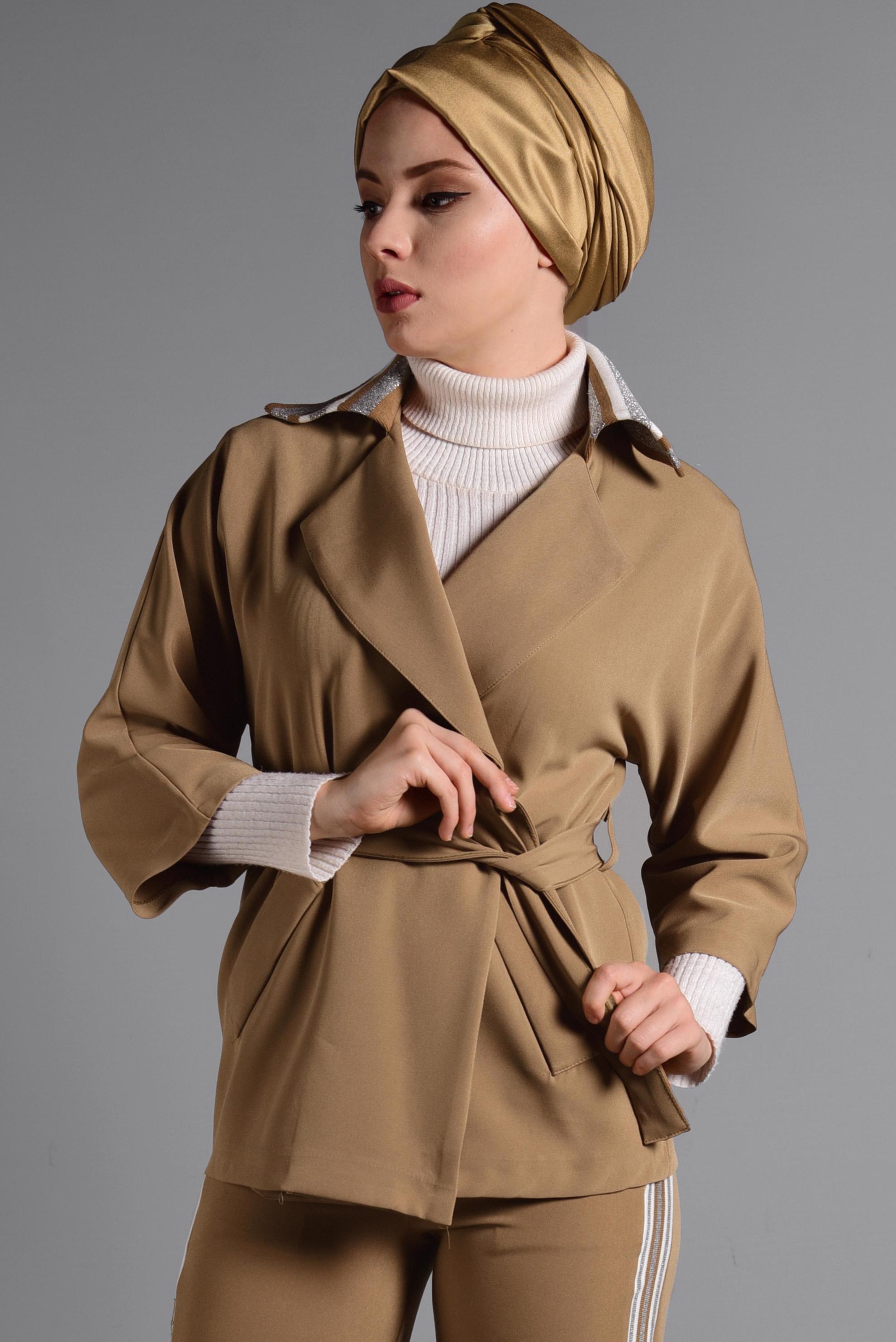 Hijab clothing MINK STRIPPED SUIT 4029