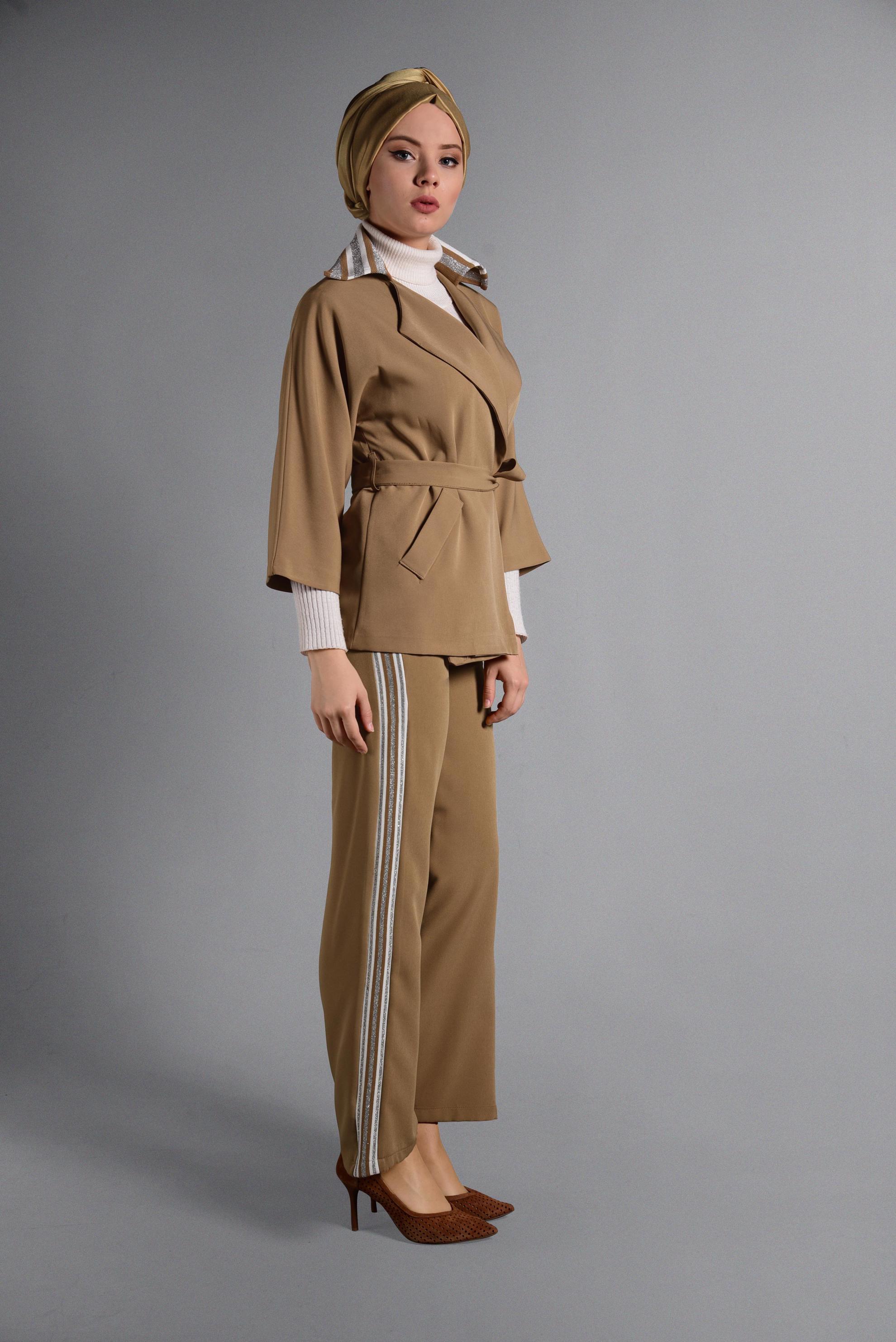 Hijab clothing MINK STRIPPED SUIT 4029