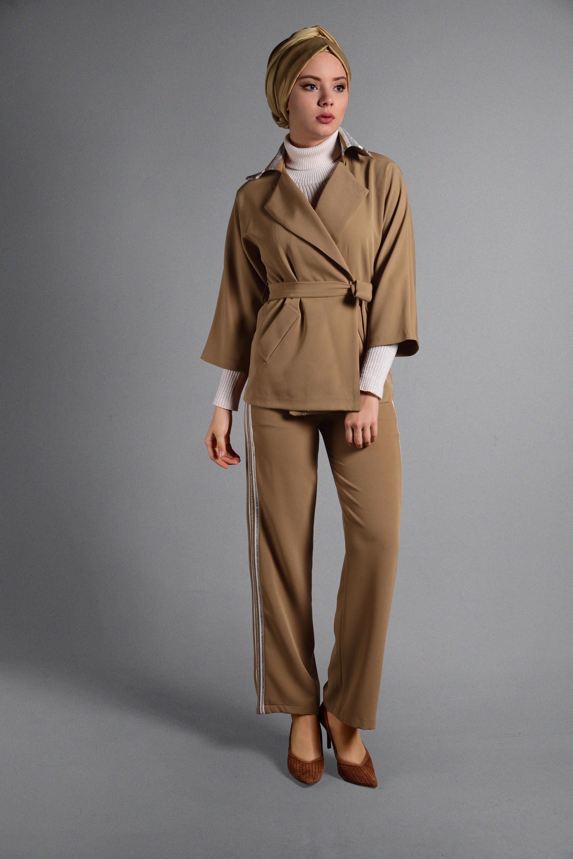 Hijab clothing MINK STRIPPED SUIT 4029