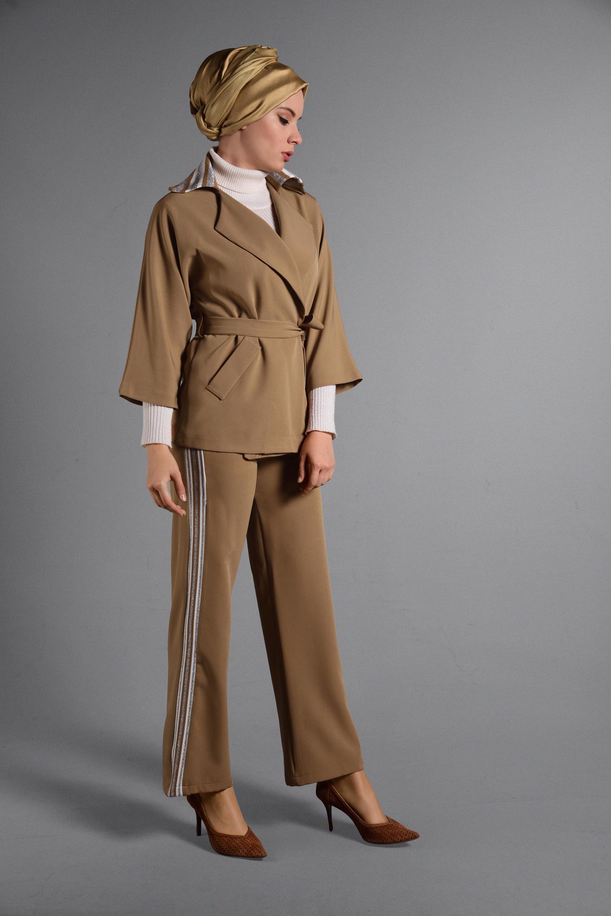 Hijab clothing MINK STRIPPED SUIT 4029