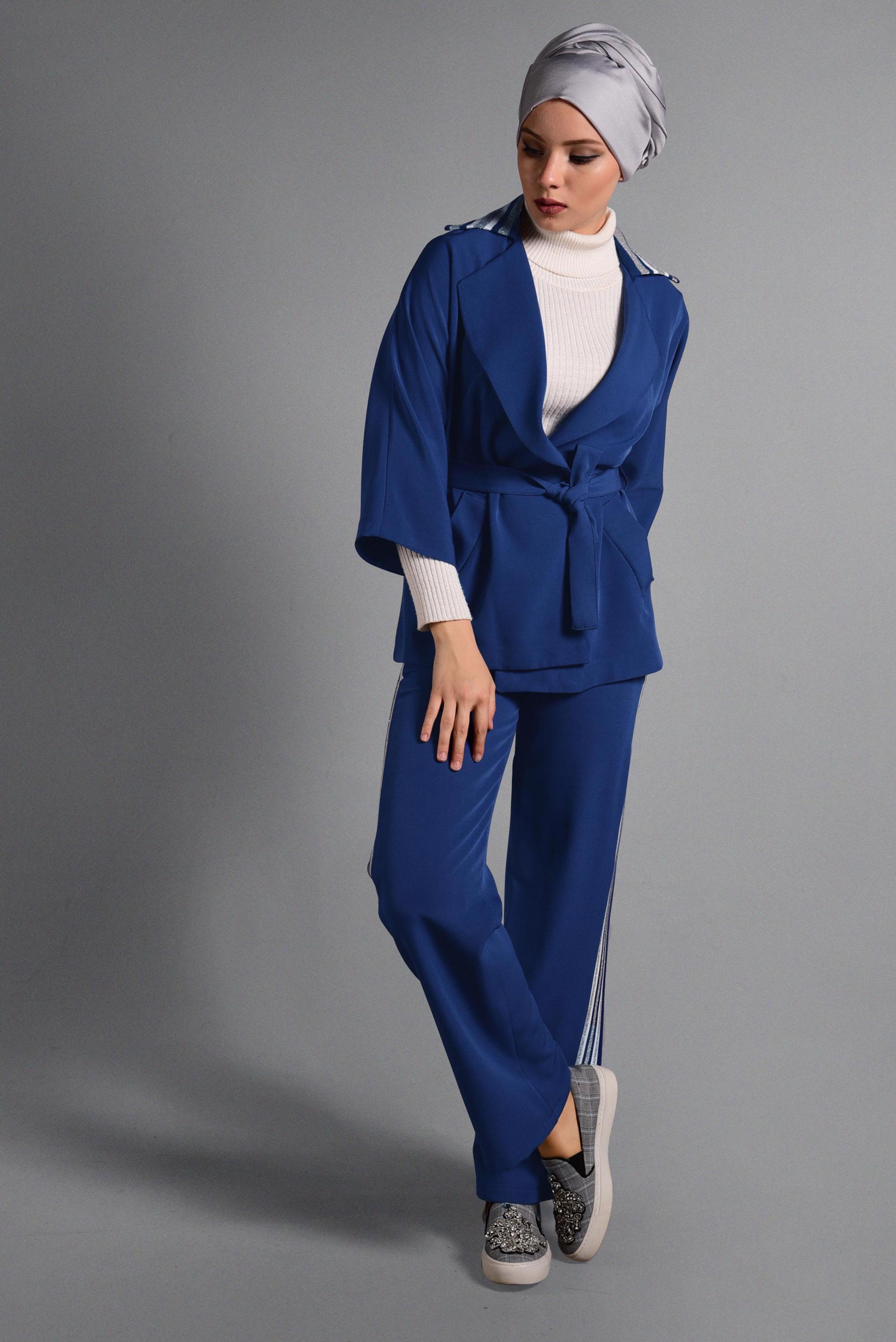 Hijab clothing NAVY BLUE STRIPPED SUIT 4029