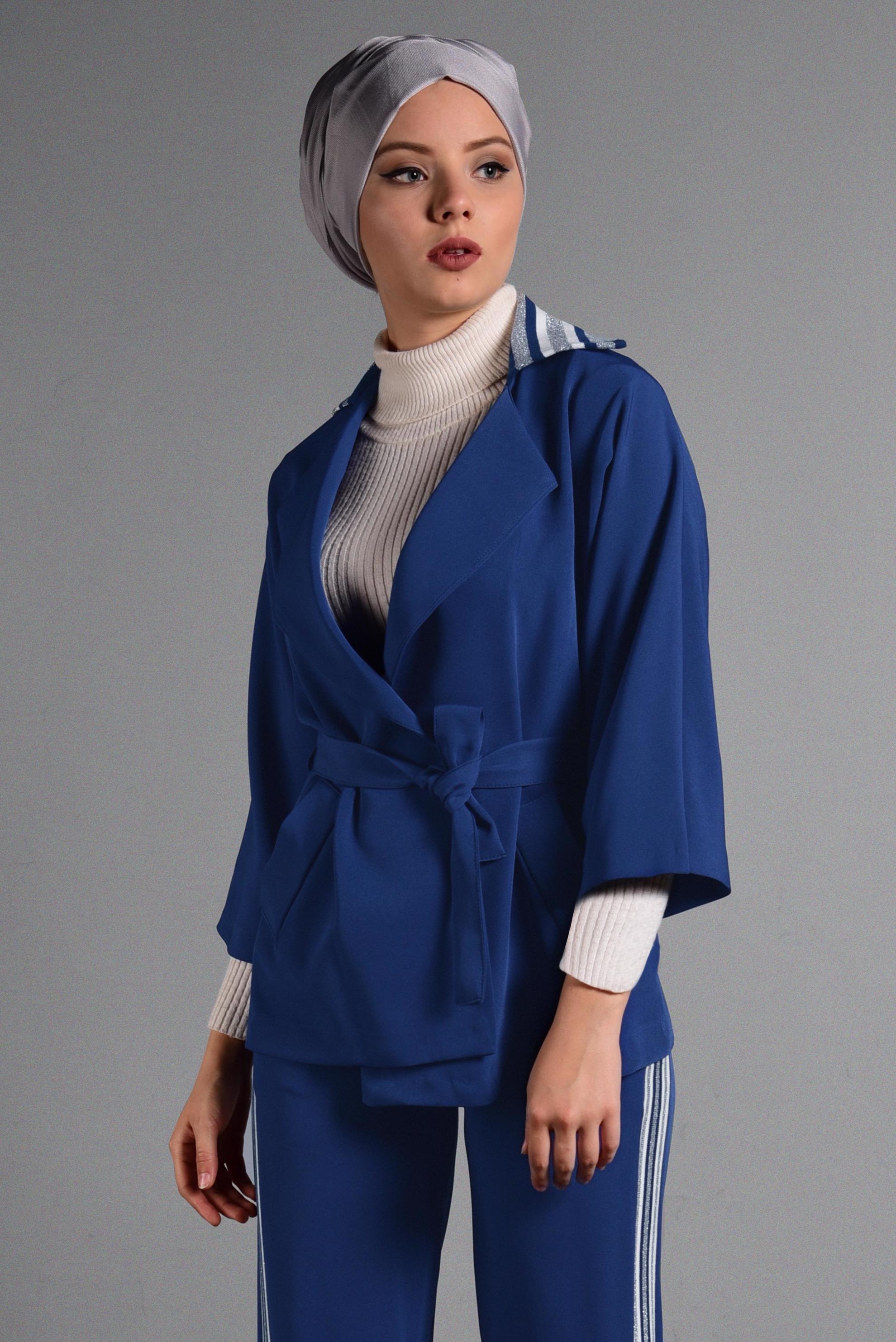 Hijab clothing NAVY BLUE STRIPPED SUIT 4029