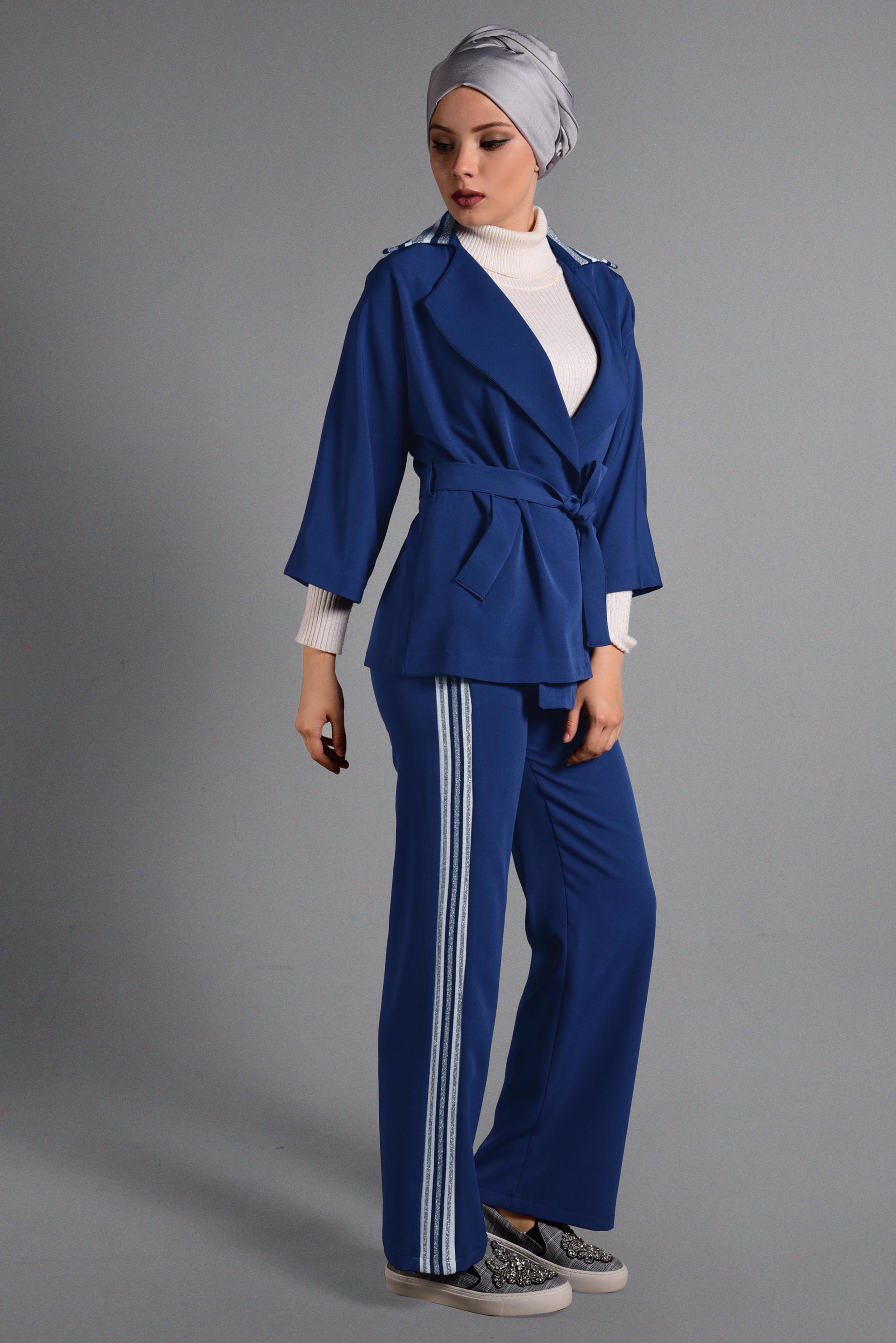 Hijab clothing NAVY BLUE STRIPPED SUIT 4029