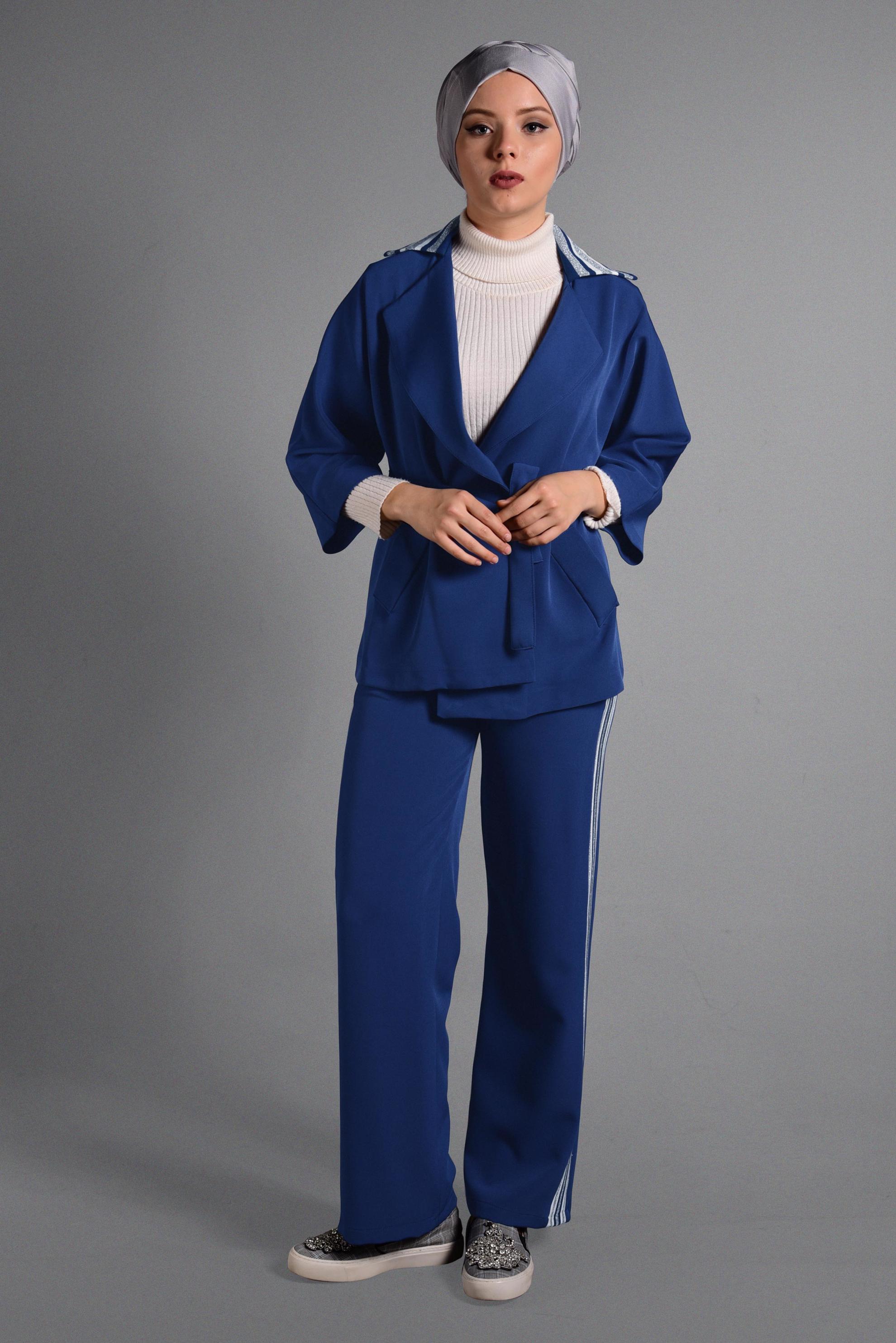Hijab clothing NAVY BLUE STRIPPED SUIT 4029