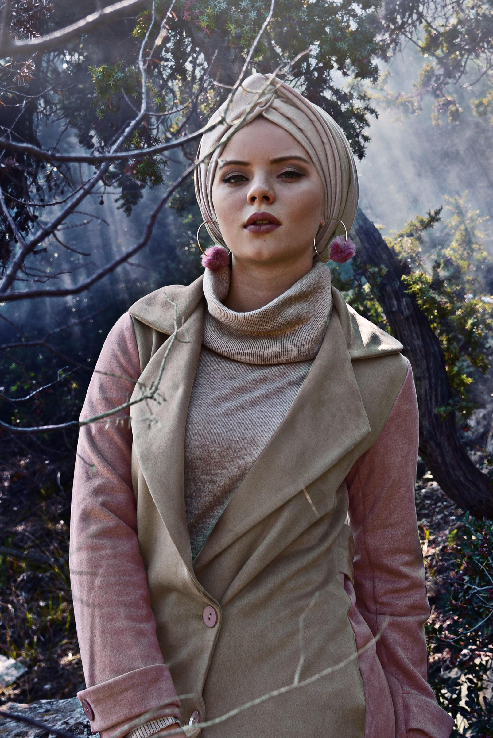 Hijab clothing BROWN DOUBLE-BREASTED TRENCH-COAT 4028 