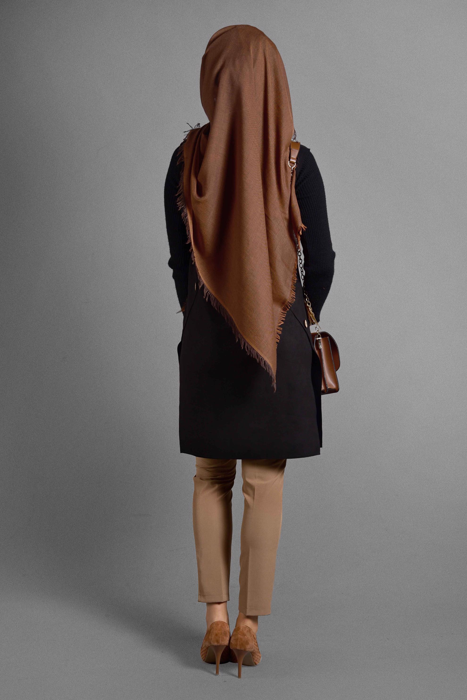 Tesettür giyim SİYAH TÜY DETAYLI SÜET YELEK 4027