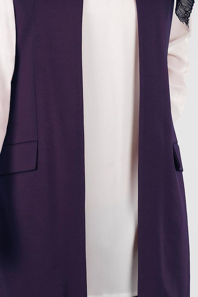 Hijab clothing PURPLE VEST WITH POCKET 4059 - ALVİNA