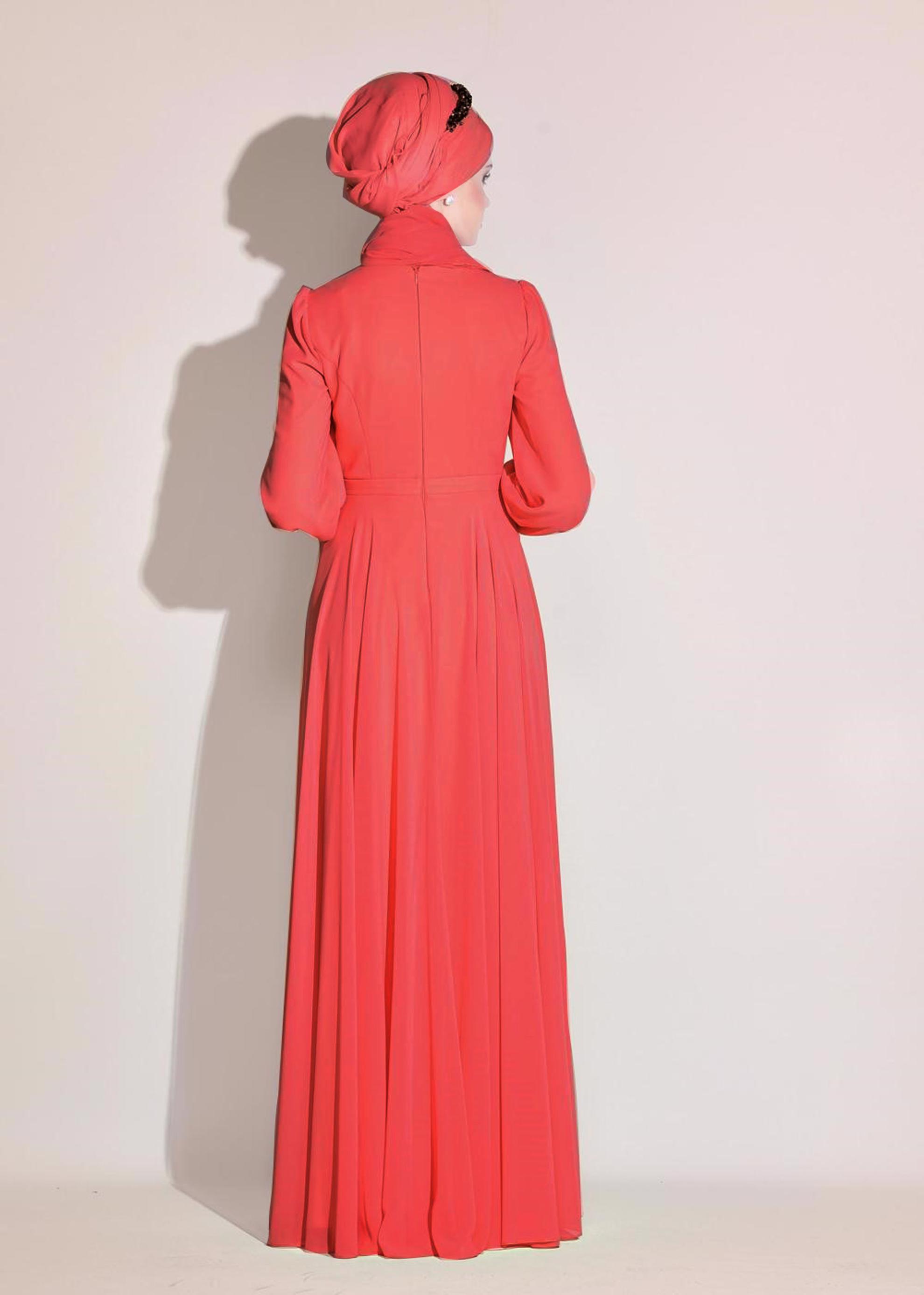 Vêtements hijab CORAIL ROBE DE SOIRÉE EN MOUSSELINE 5426