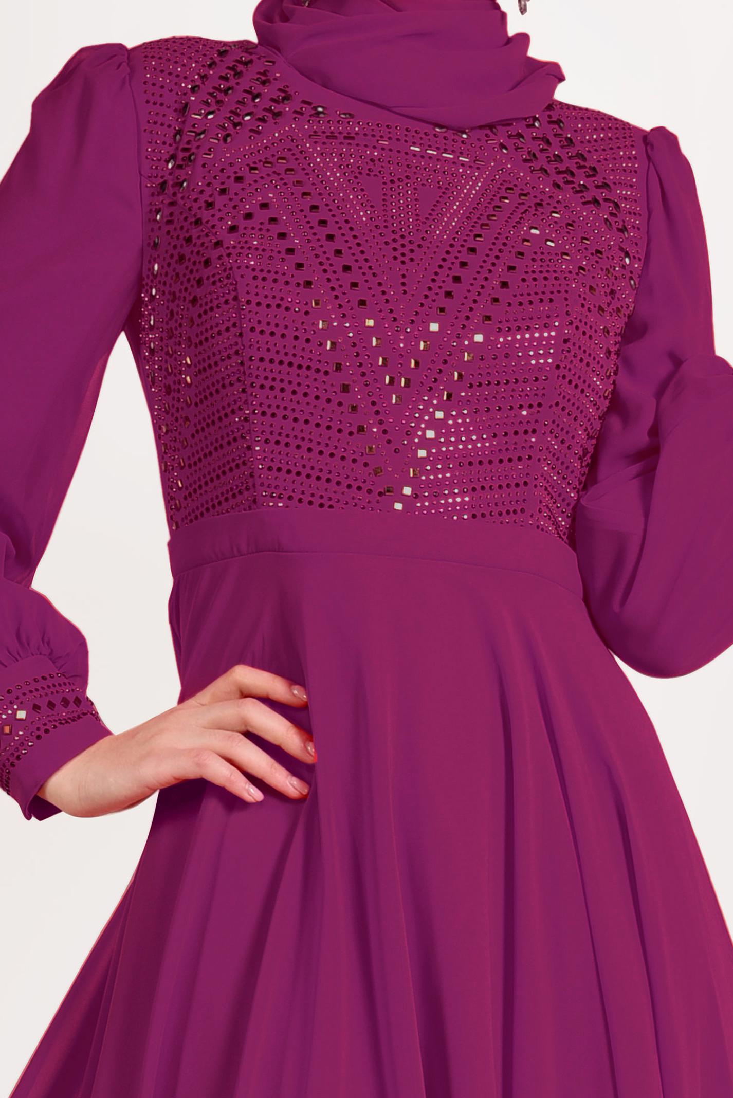 Vêtements hijab POURPRE ROBE DE SOIRÉE EN MOUSSELINE 5426