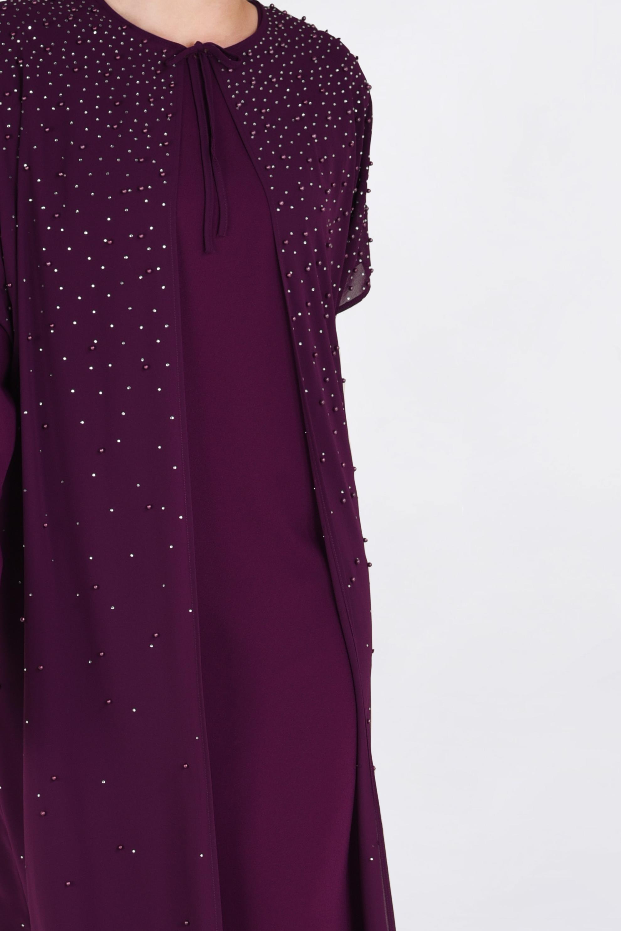 Tesettür giyim MÜRDÜM 5464 NİL CREP 2′Lİ ABİYE ELBİSE 46/52 TEK44