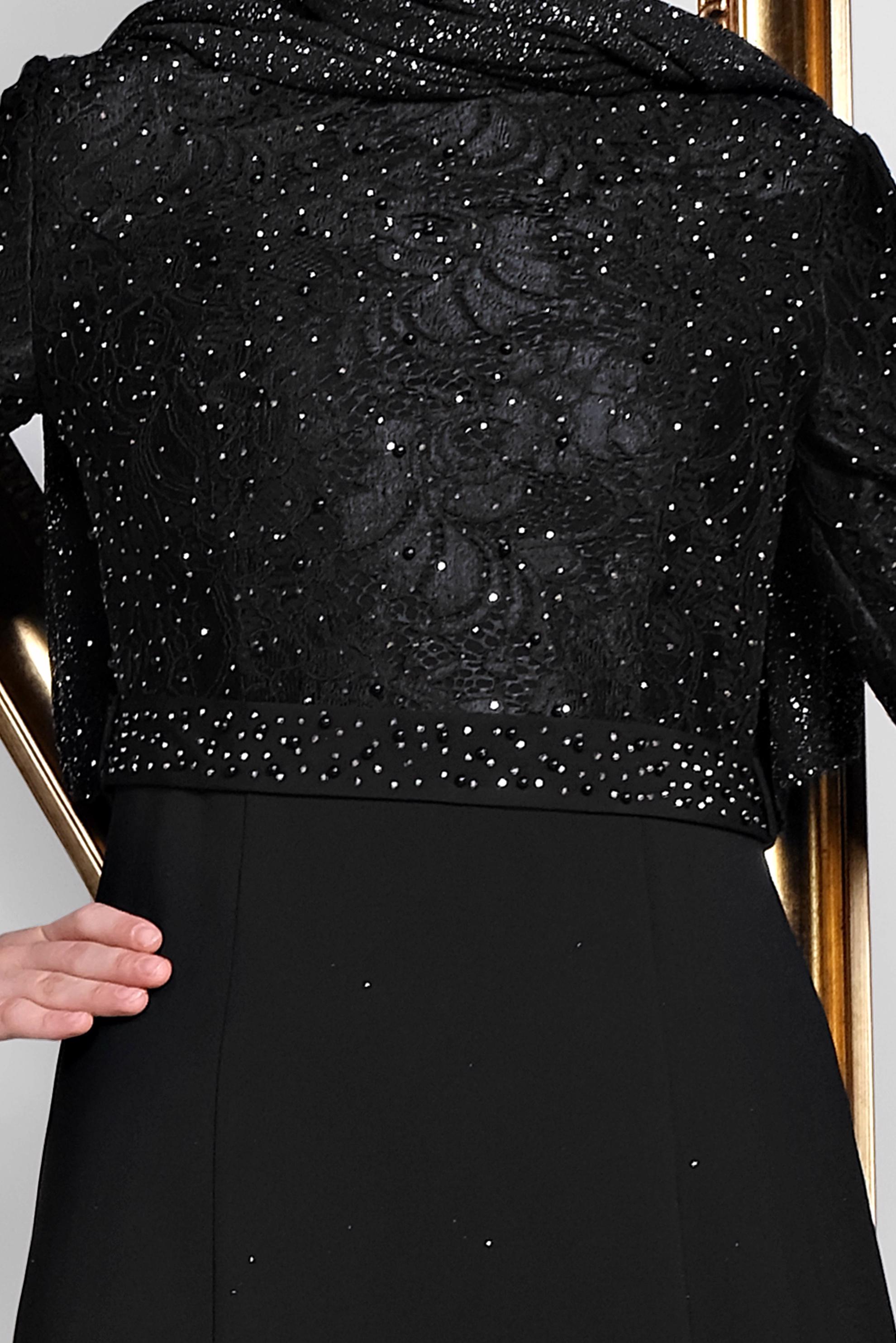 Tesettür giyim SİYAH İNCİ VE TAŞ İŞLEMELİ ABİYE ELBİSE 5474