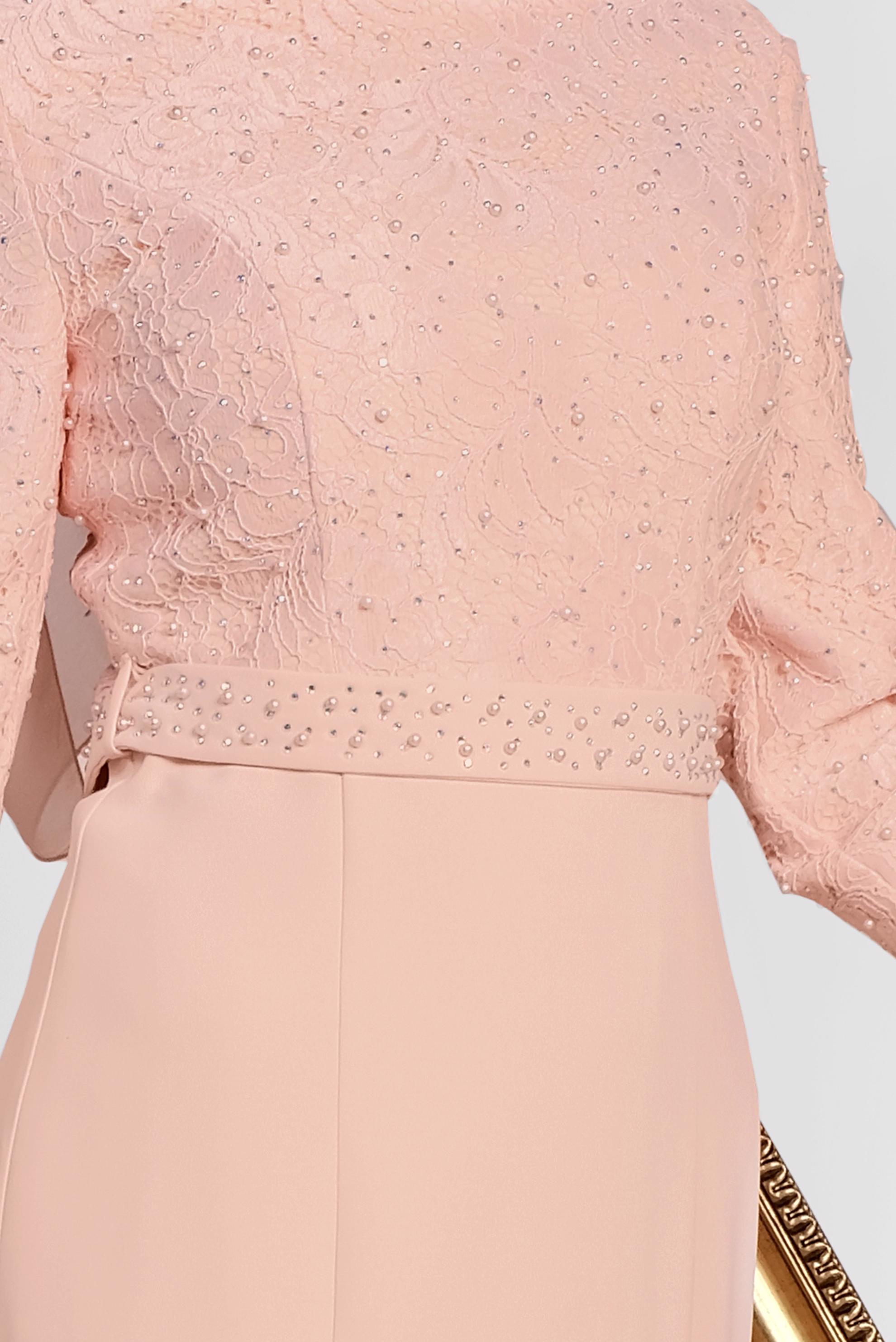 Tesettür giyim PUDRA İNCİ VE TAŞ İŞLEMELİ ABİYE ELBİSE 5474