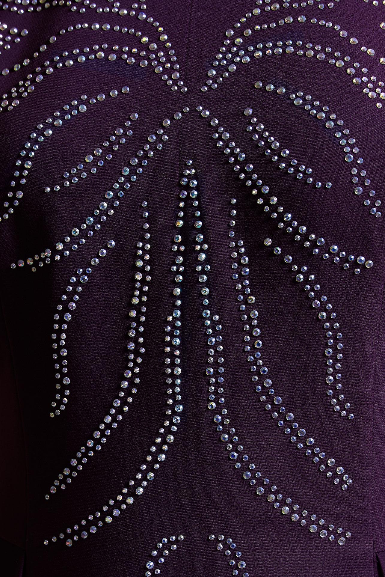 Tesettür giyim MOR TAŞ DETAYLI ABİYE ELBİSE 5476