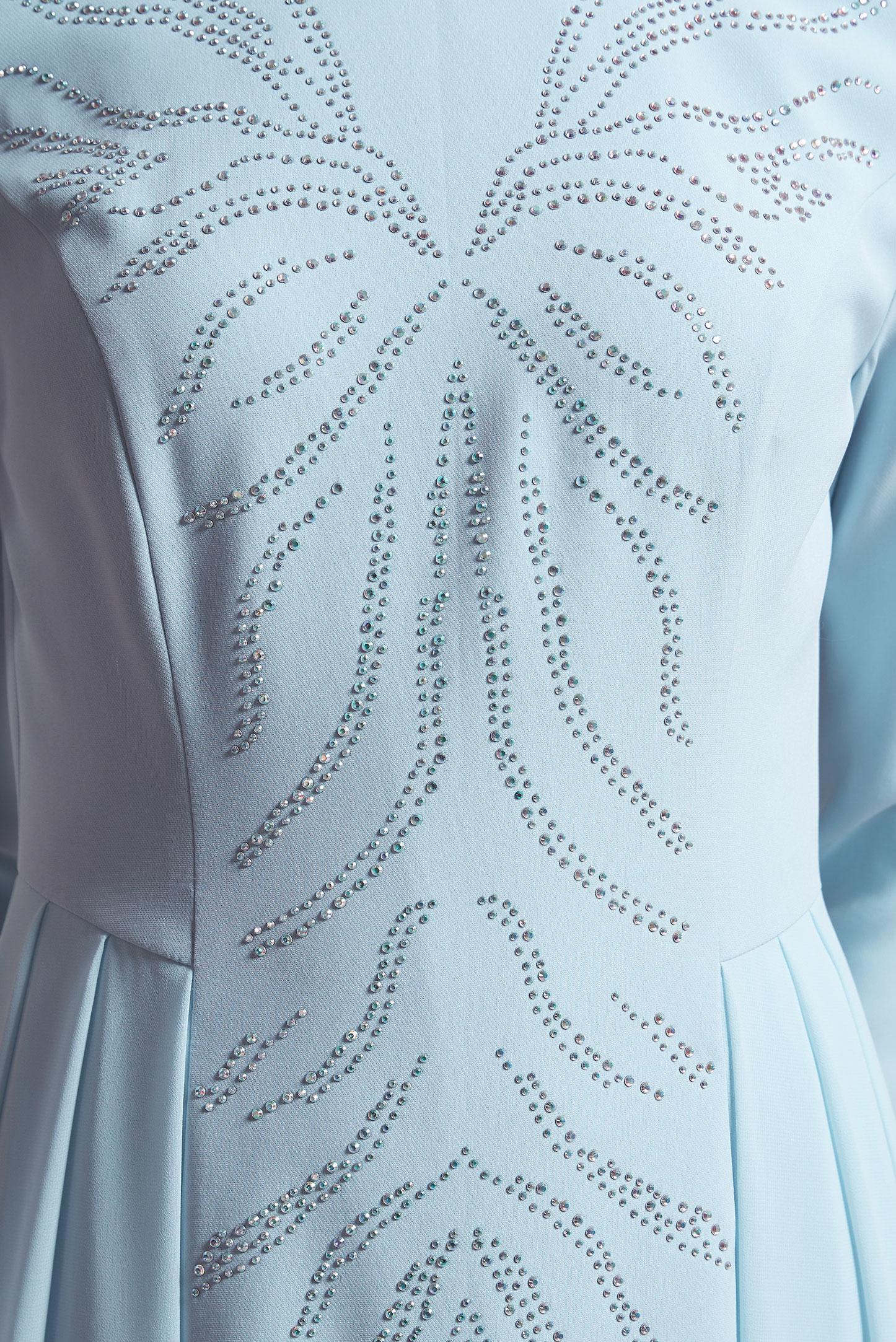 Tesettür giyim MAVİ TAŞ DETAYLI ABİYE ELBİSE 5476