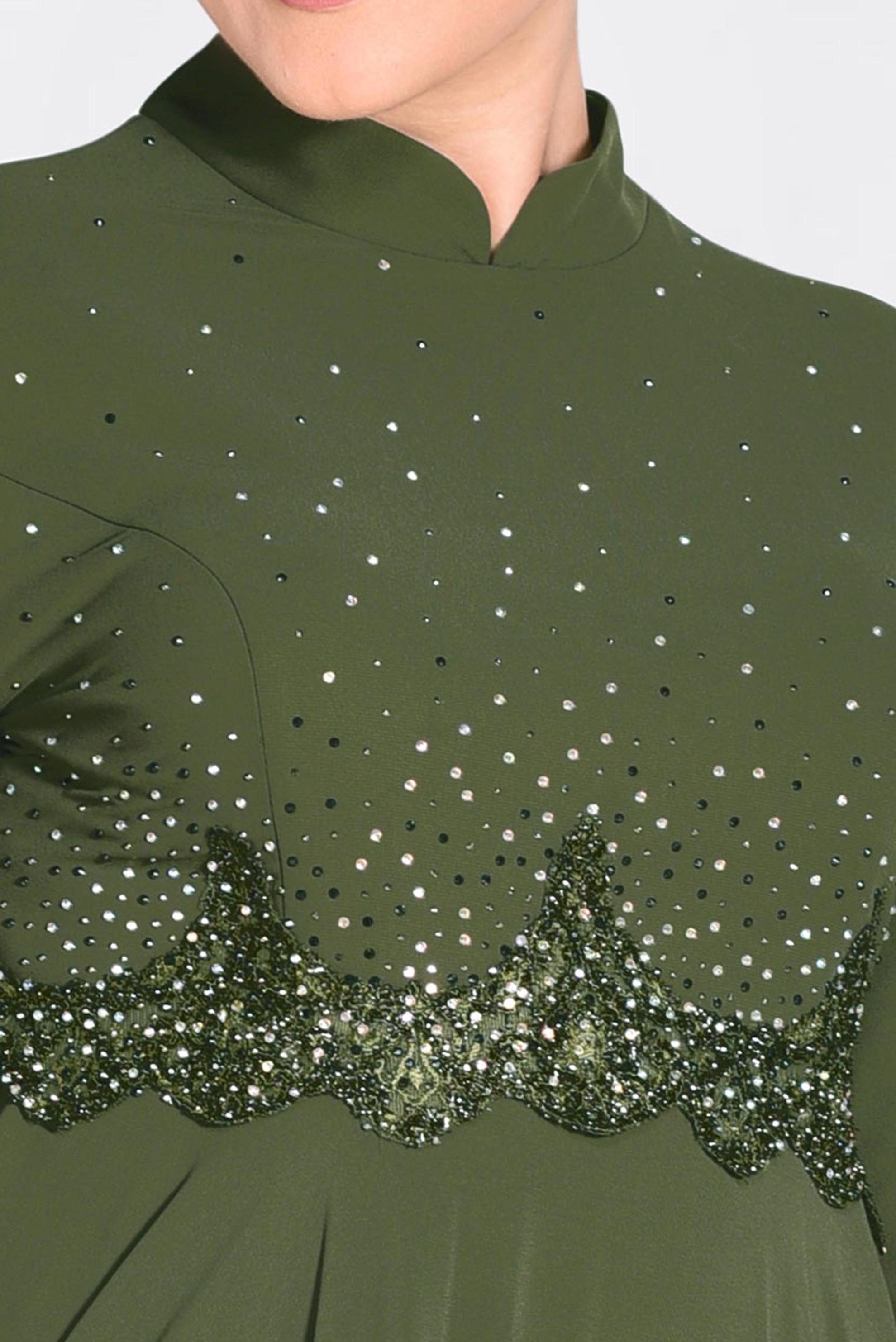 Tesettür giyim HAKİ TAŞ BASKILI GÜPÜRLÜ MULTİ ŞİFON ABİYE 5507 