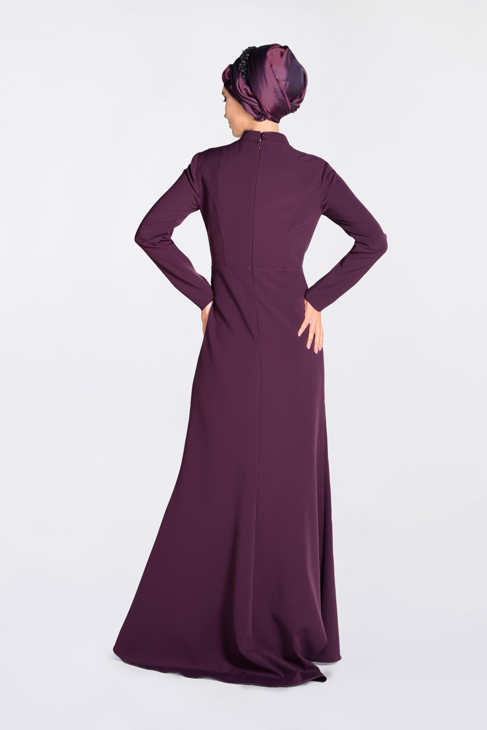 Tesettür giyim MOR GÜPÜRLÜ BALIK ABİYE ELBİSE 5511