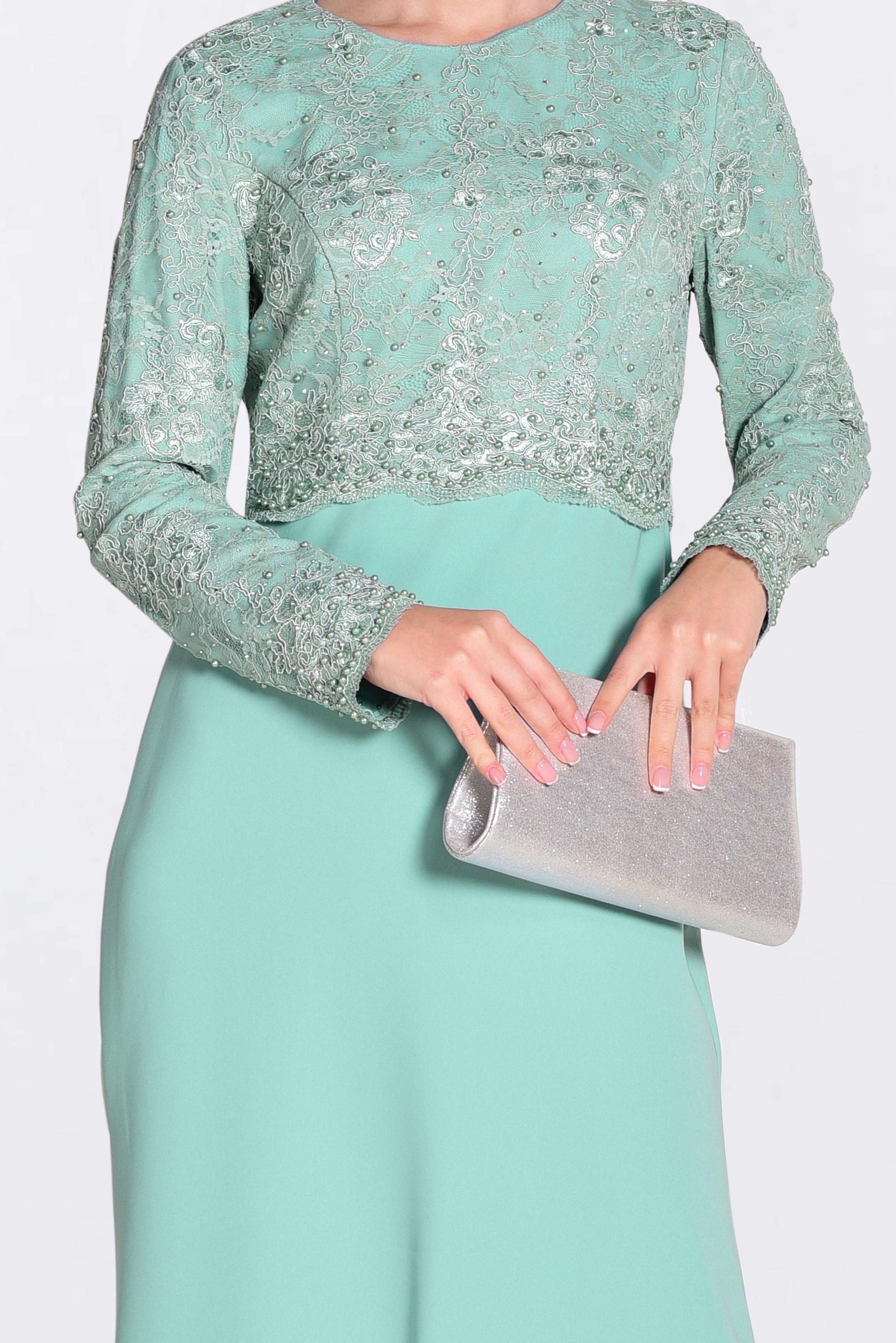 Tesettür giyim MAVİ GÜPÜRLÜ BALIK ABİYE ELBİSE 5520