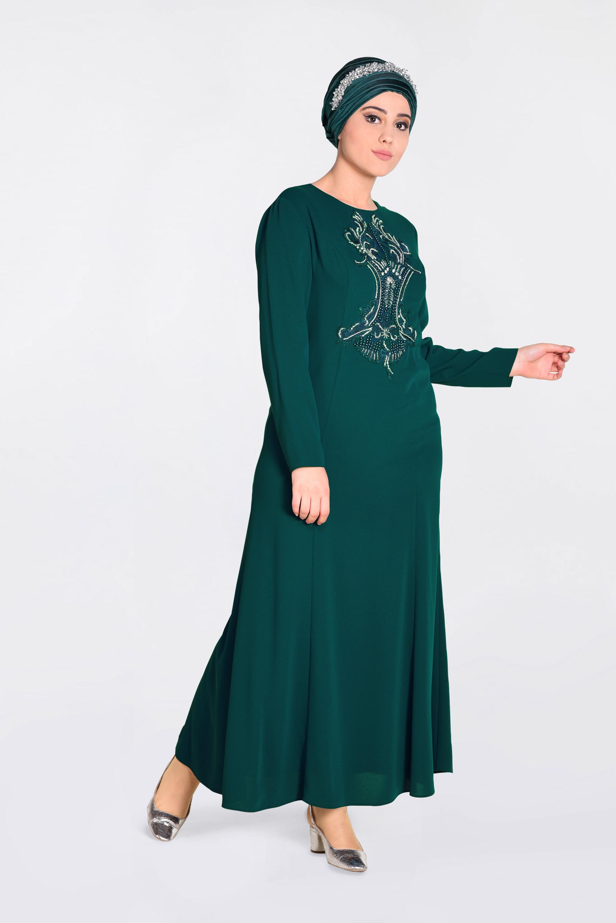 Vêtements hijab VERT Robe 5523 