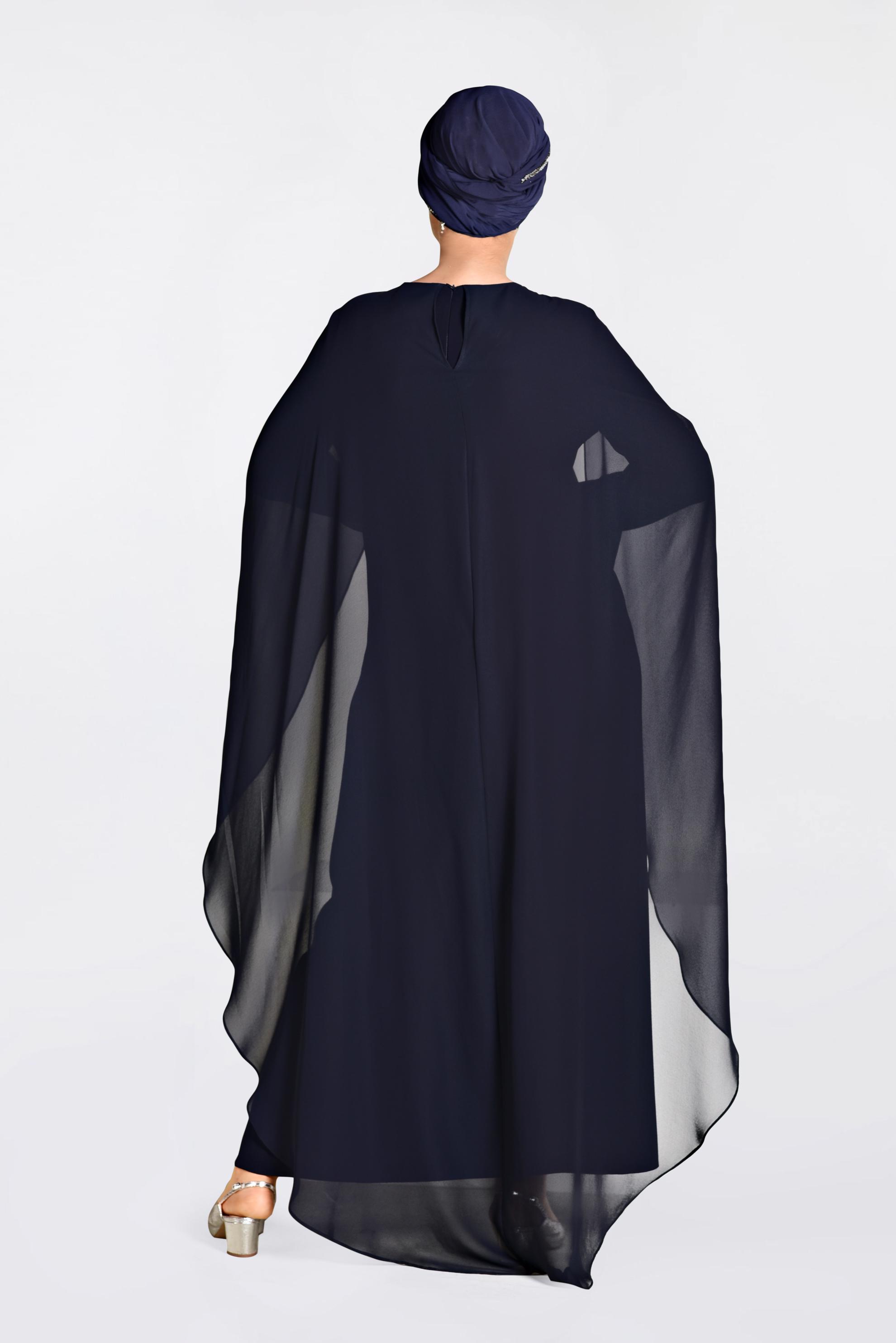 Hijab clothing NAVY BLUE EMBROIDERED CLOAK NIGHT DRESS 5524	