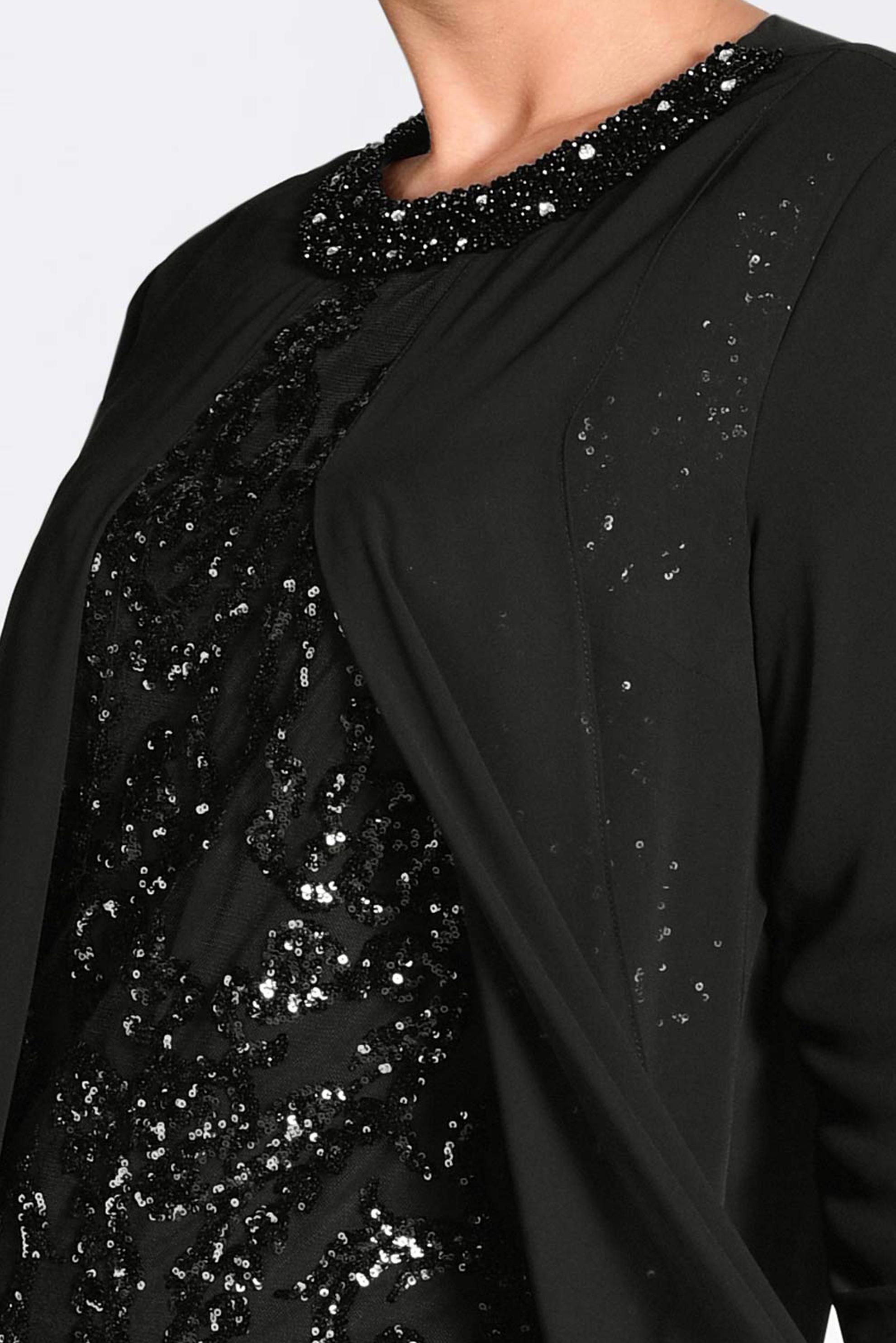 Tesettür giyim SİYAH PUL PAYET İŞLEMELİ ŞİFON ABİYE ELBİSE 5533 