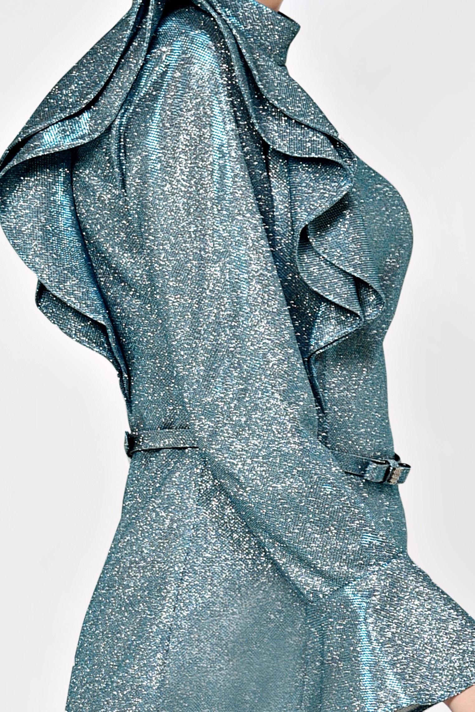 Tesettür giyim MAVİ VOLAN DETAYLI BALIK MODEL SİMLİ ABİYE 5550 