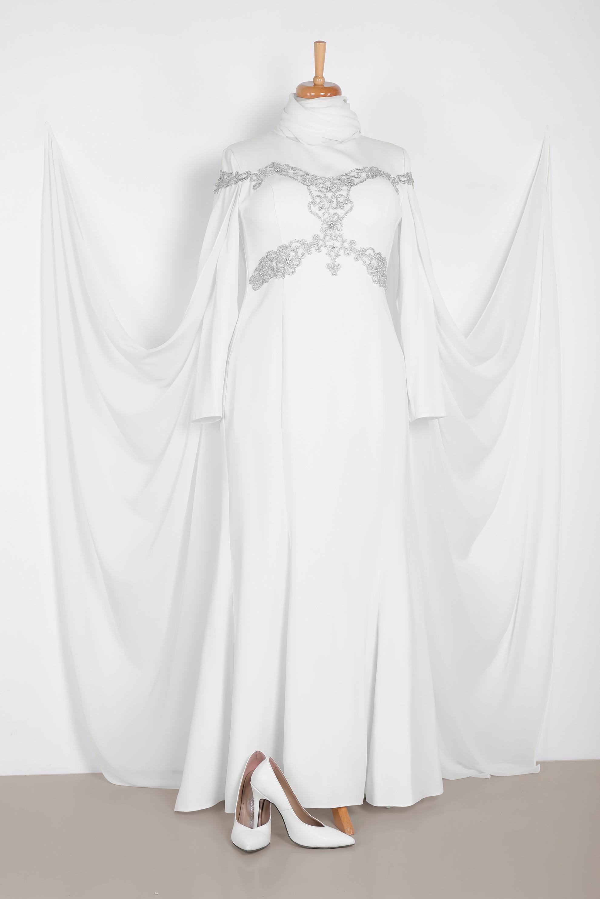 Vêtements hijab BLANC Robe 5556 