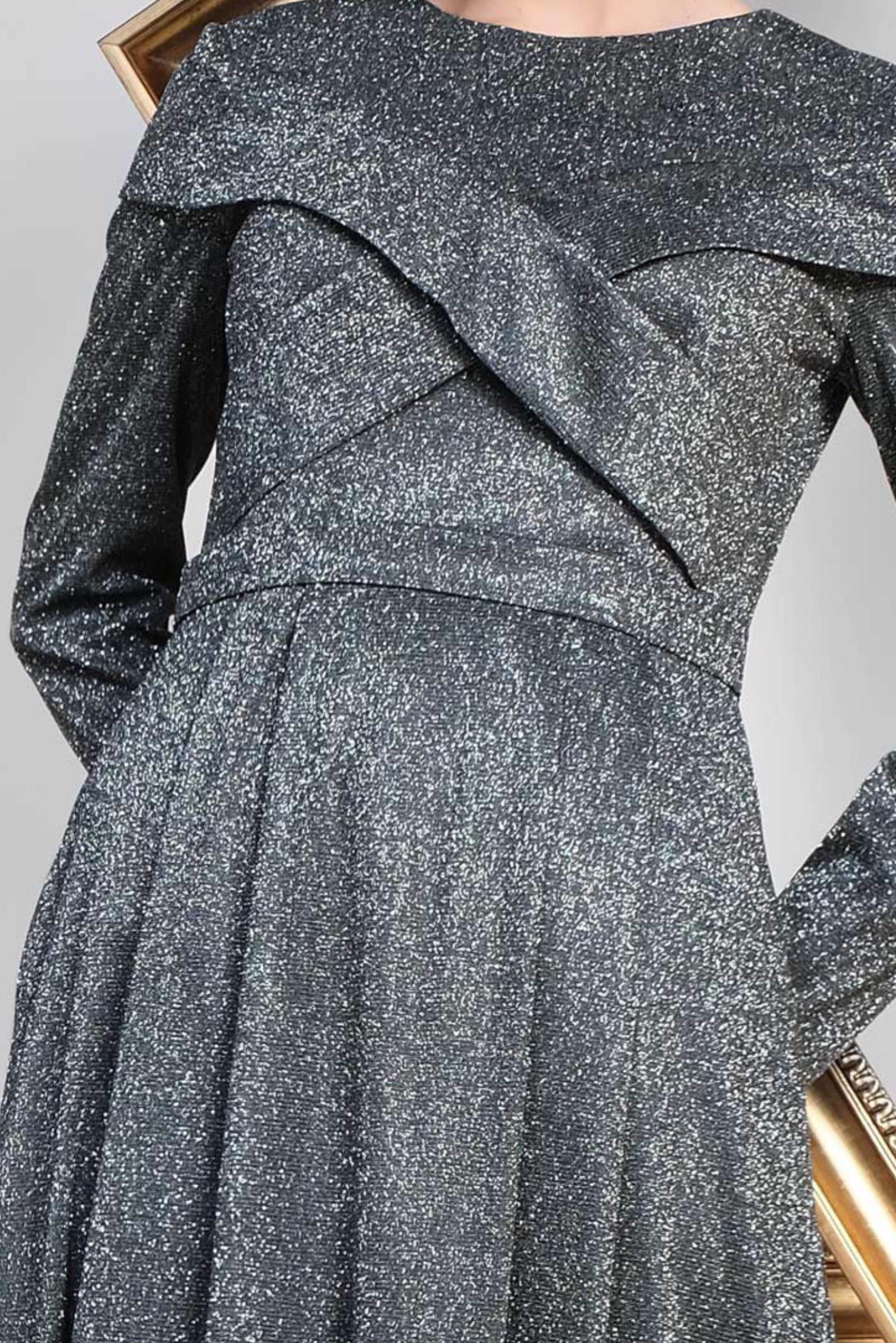 Tesettür giyim SİYAH SİMLİ KUMAŞ ABİYE ELBİSE 5559