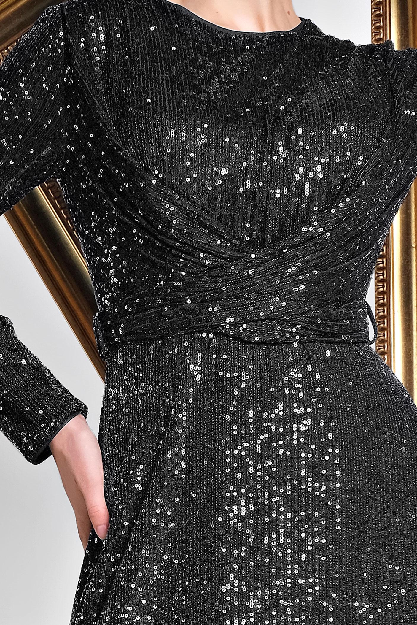 Tesettür giyim SİYAH KRUVAZE PUL PAYET ABİYE ELBİSE 5580