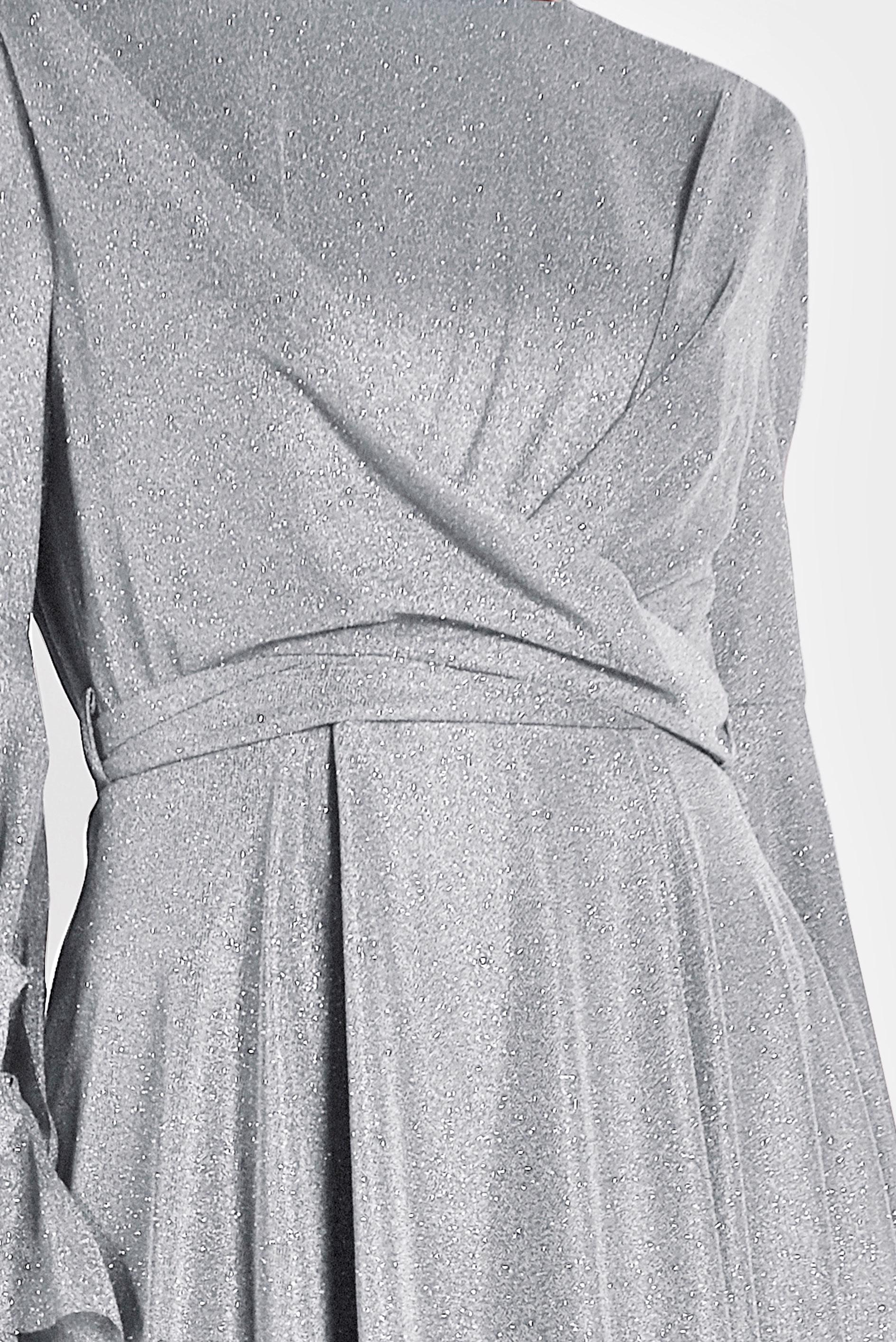 Tesettür giyim GRİ KOLLARI VOLANLI SİMLİ ABİYE 5609