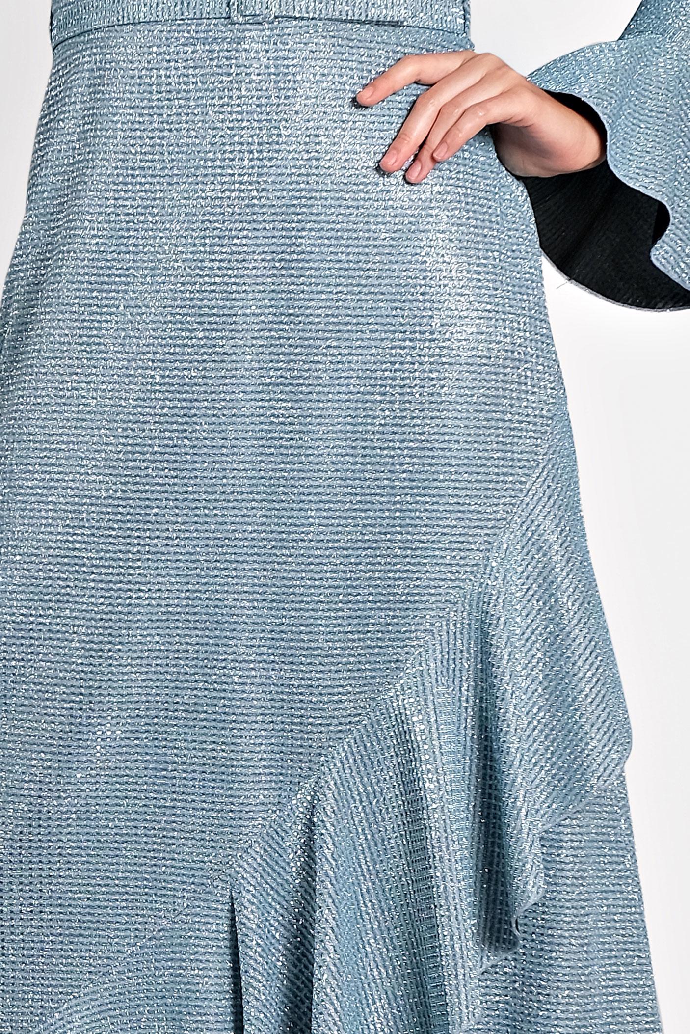 Tesettür giyim MAVİ KOLLARI VE ETEK UCU VOLANLI SİMLİ ABİYE 5620 