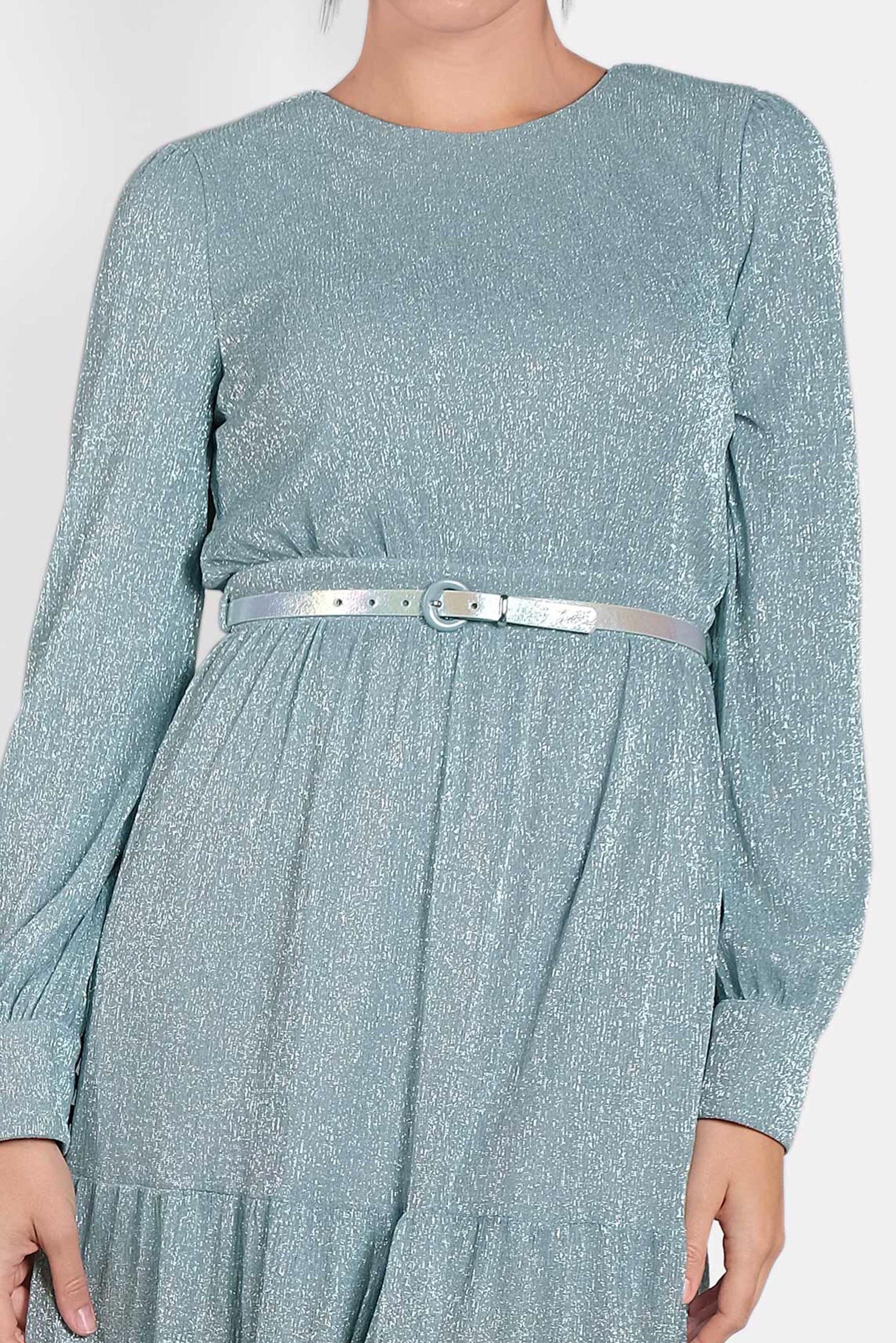 Tesettür giyim MAVİ KEMERLİ SİMLİ ABİYE 5622