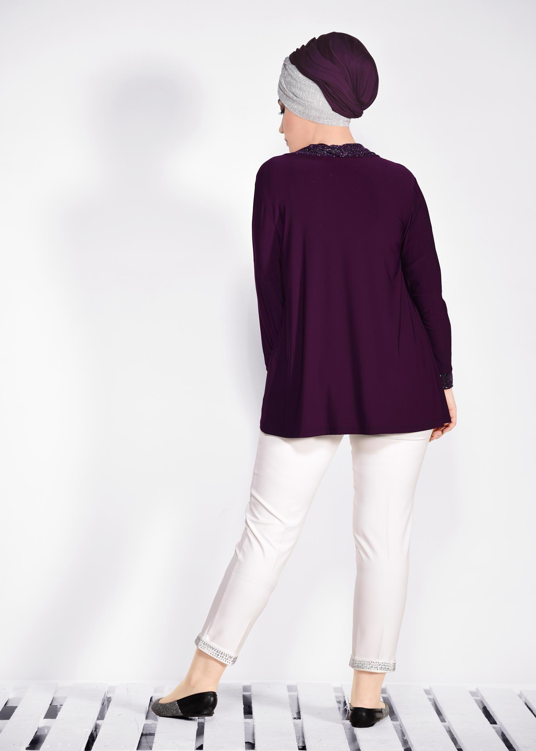 Tesettür giyim MOR  İKİLİ SİMLİ BLUZ 2806 
