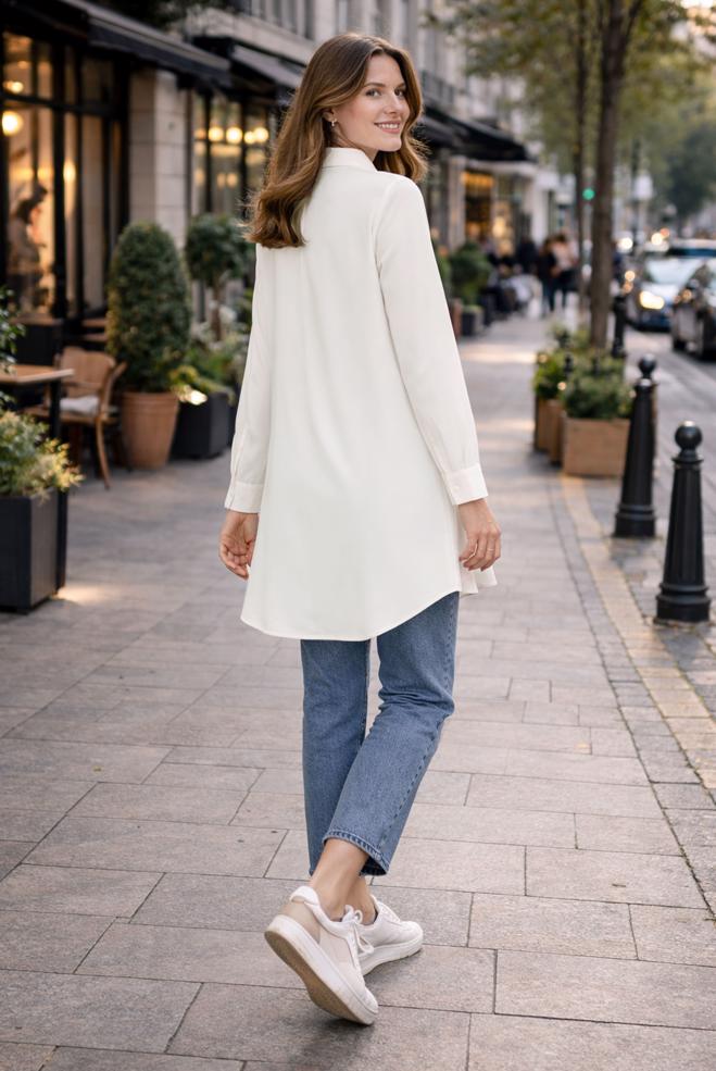 Hijab clothing WHITE SHIRT COLLAR BLOUSE 2852 - ALVİNA