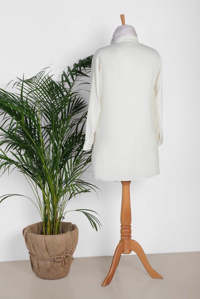 Tesettür giyim BEYAZ GÖMLEK YAKA BLUZ 2852 - ALVİNA