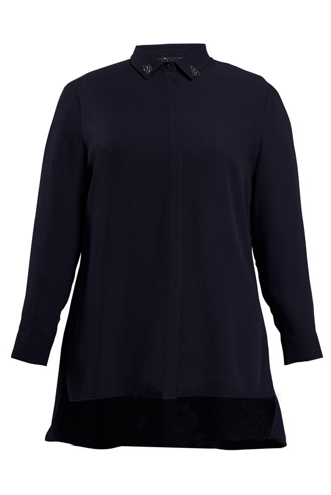 Vêtements hijab BLEU MARINE BLOUSE COL CHEMISE 2852 - ALVİNA