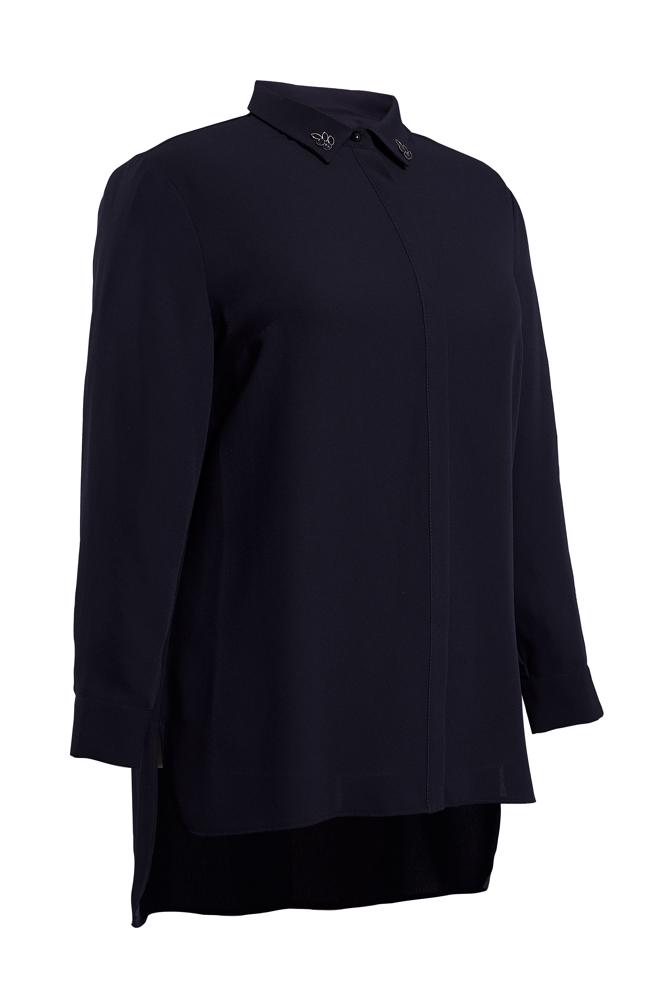 Vêtements hijab BLEU MARINE BLOUSE COL CHEMISE 2852 - ALVİNA