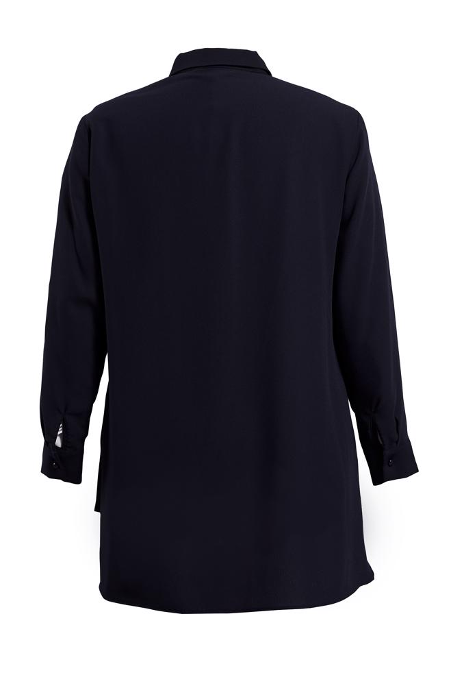 Vêtements hijab BLEU MARINE BLOUSE COL CHEMISE 2852 - ALVİNA