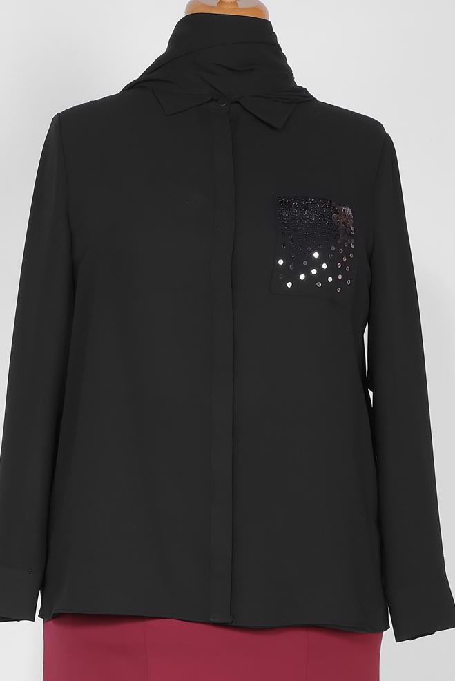 Vêtements hijab NOIR Chemisier 2867 - ALVİNA