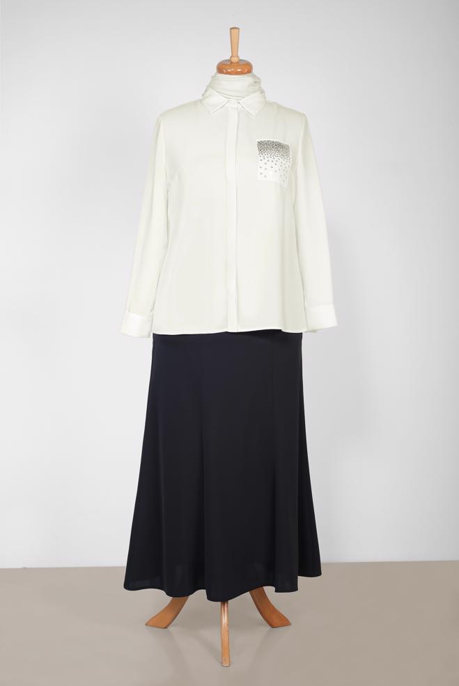 Vêtements hijab BLANC Chemisier 2867 - ALVİNA