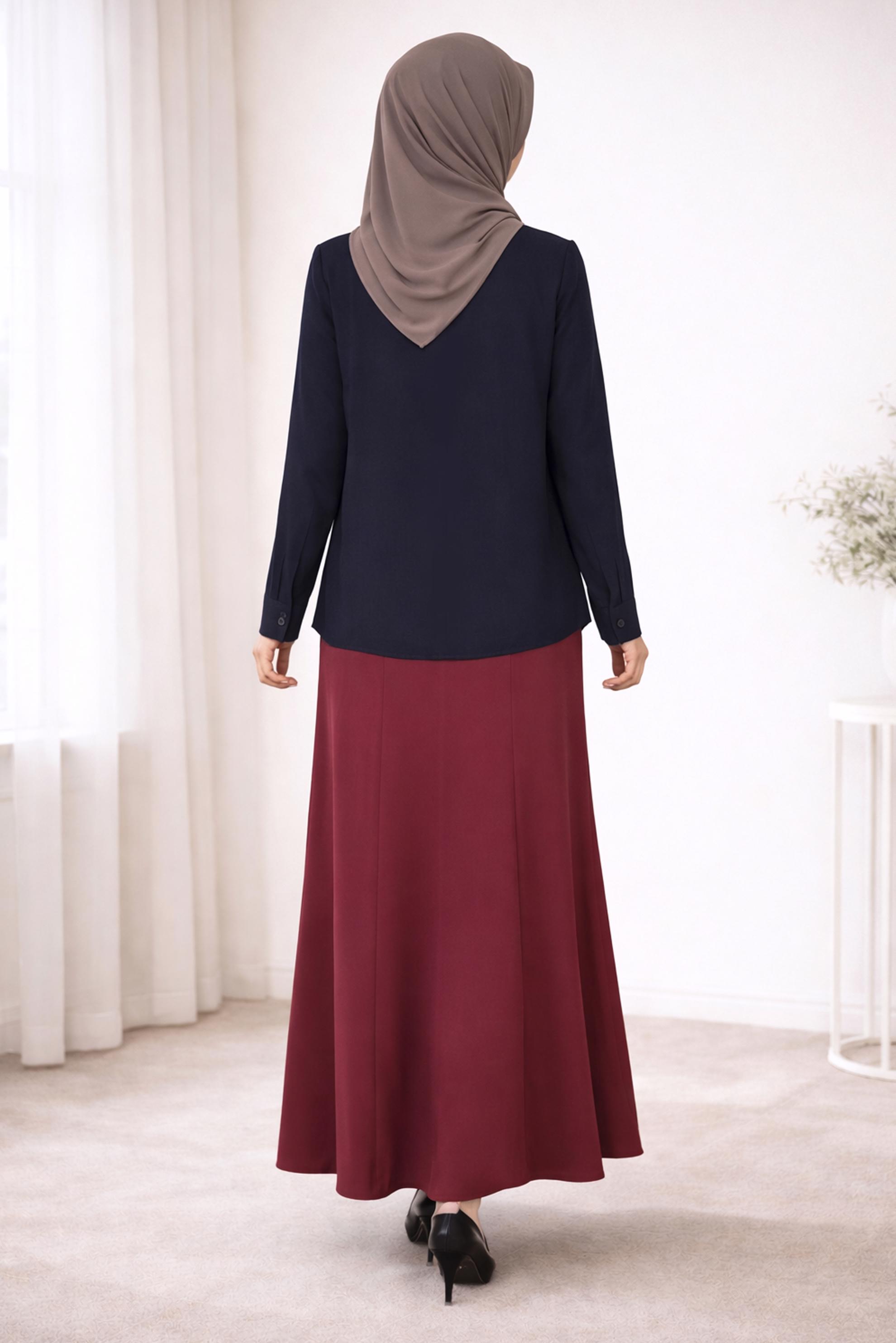 Hijab clothing NAVY BLUE GEM DETAILED BLOUSE 2867