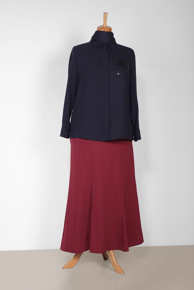 Vêtements hijab BLEU MARINE Chemisier 2867 - ALVİNA