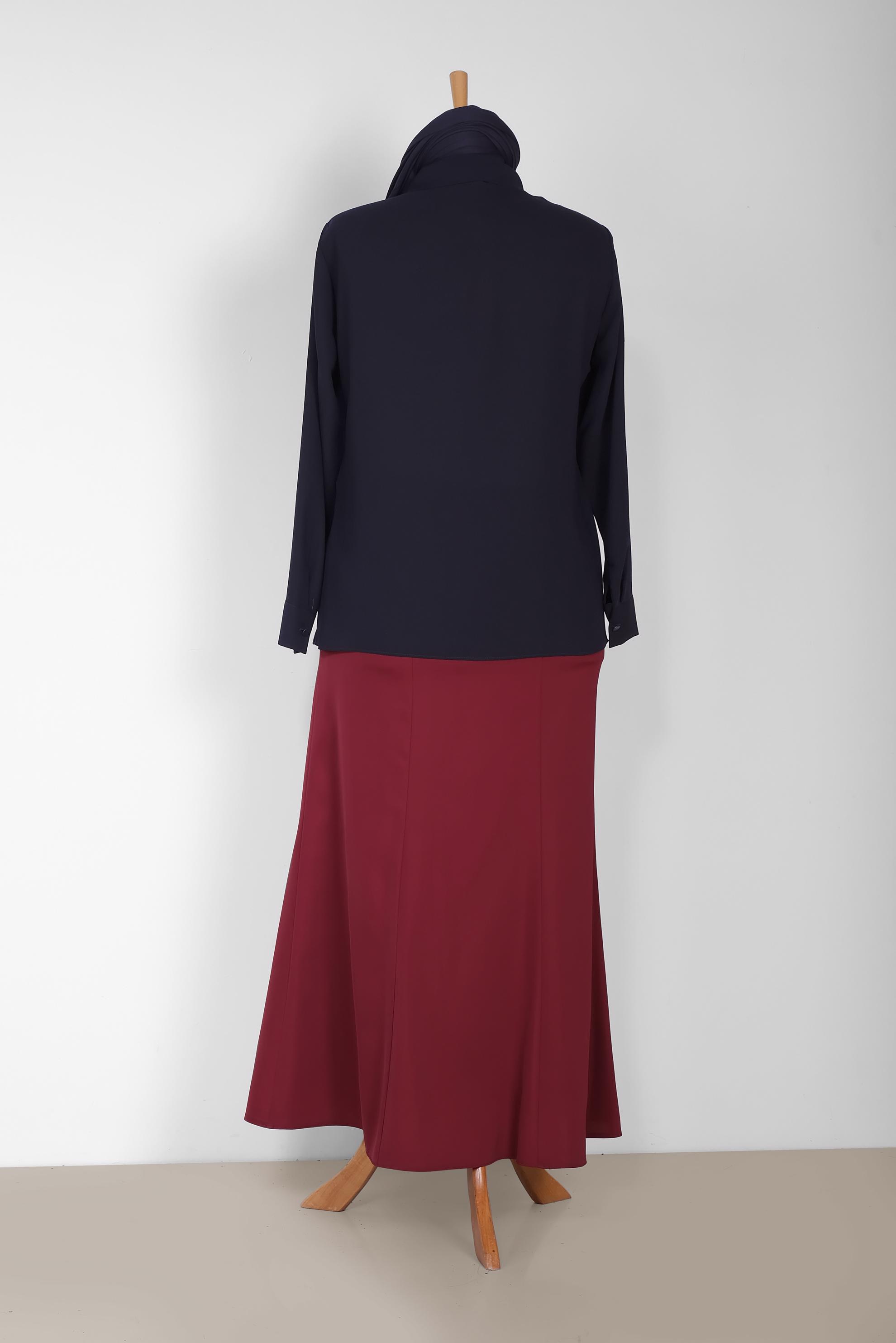 Tesettür giyim LACİVERT TAŞ BASKI DETAYLI ERKEK YAKA BLUZ 2867 