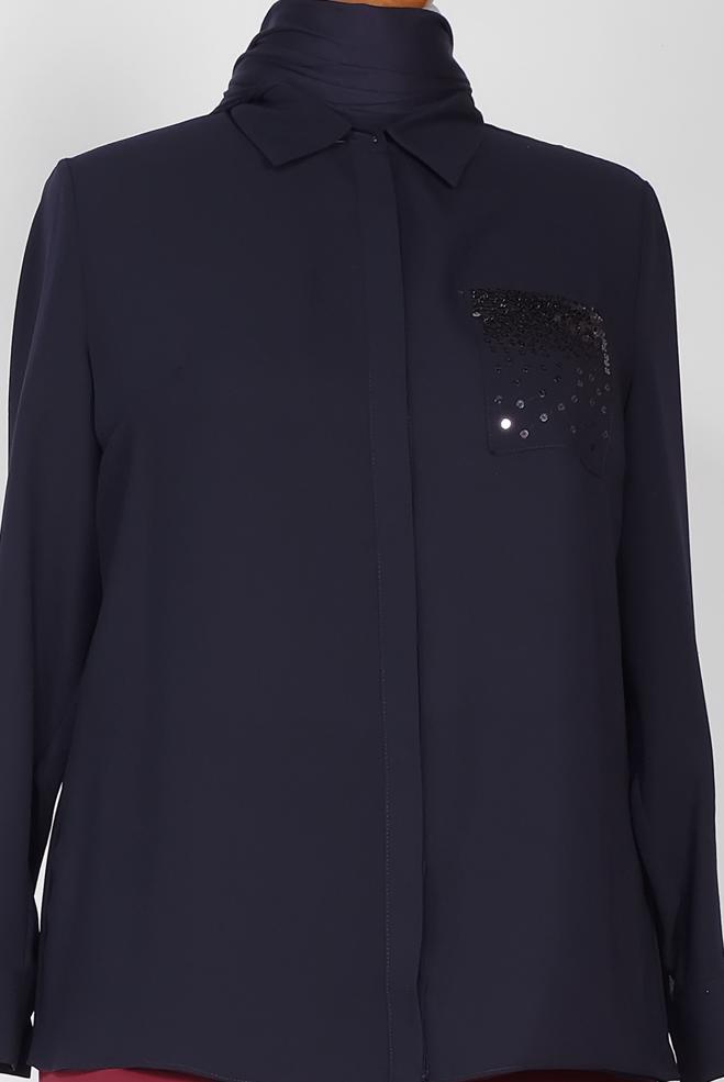 Vêtements hijab BLEU MARINE Chemisier 2867 - ALVİNA