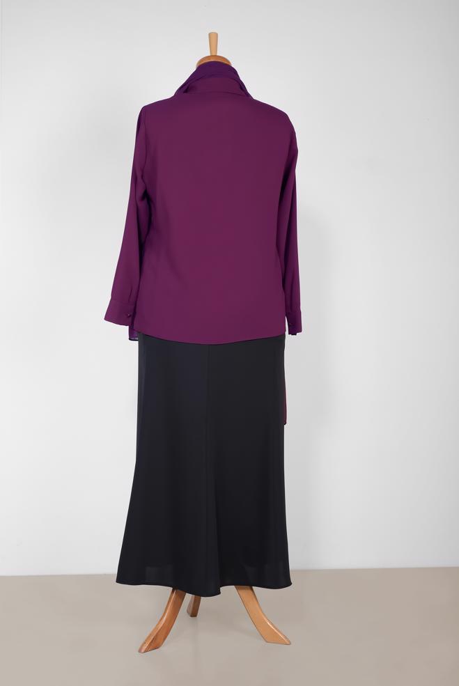 Vêtements hijab PRUNE CHEMISIER DÉTAILLÉ DE GEMME 2867 - ALVİNA