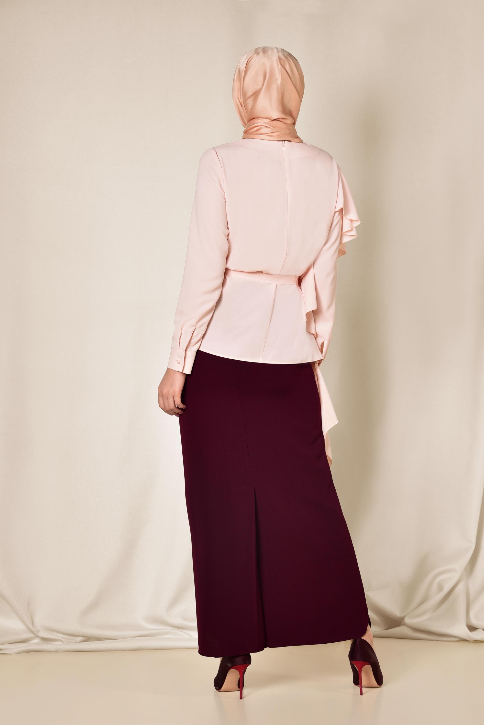 Tesettür giyim PUDRA VOLAN DETAYLI BLUZ 4062