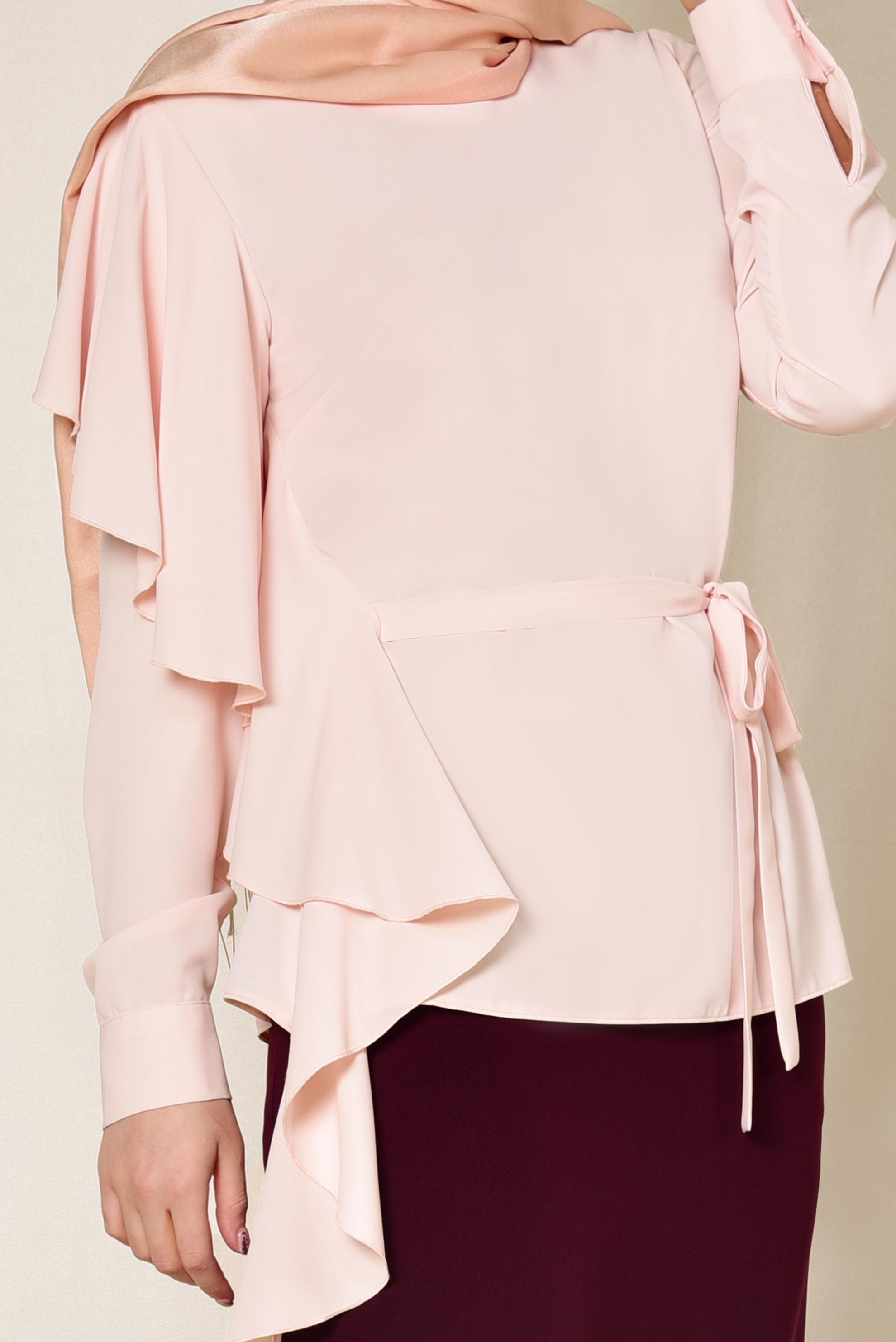 Tesettür giyim PUDRA VOLAN DETAYLI BLUZ 4062