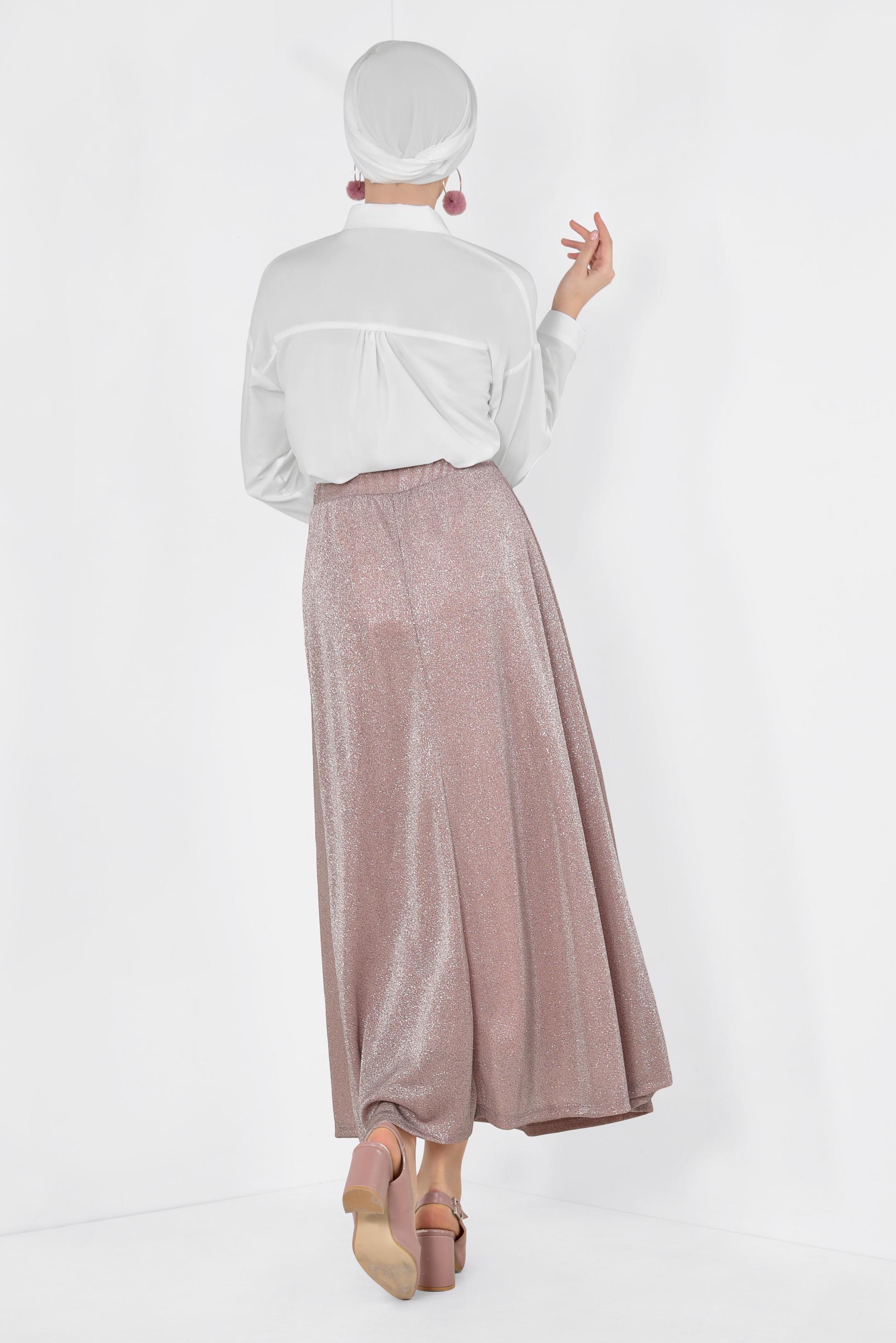 Tesettür giyim BEYAZ ÖNDEN DÜĞMELİ BELİ KUŞAKLI BLUZ 4077